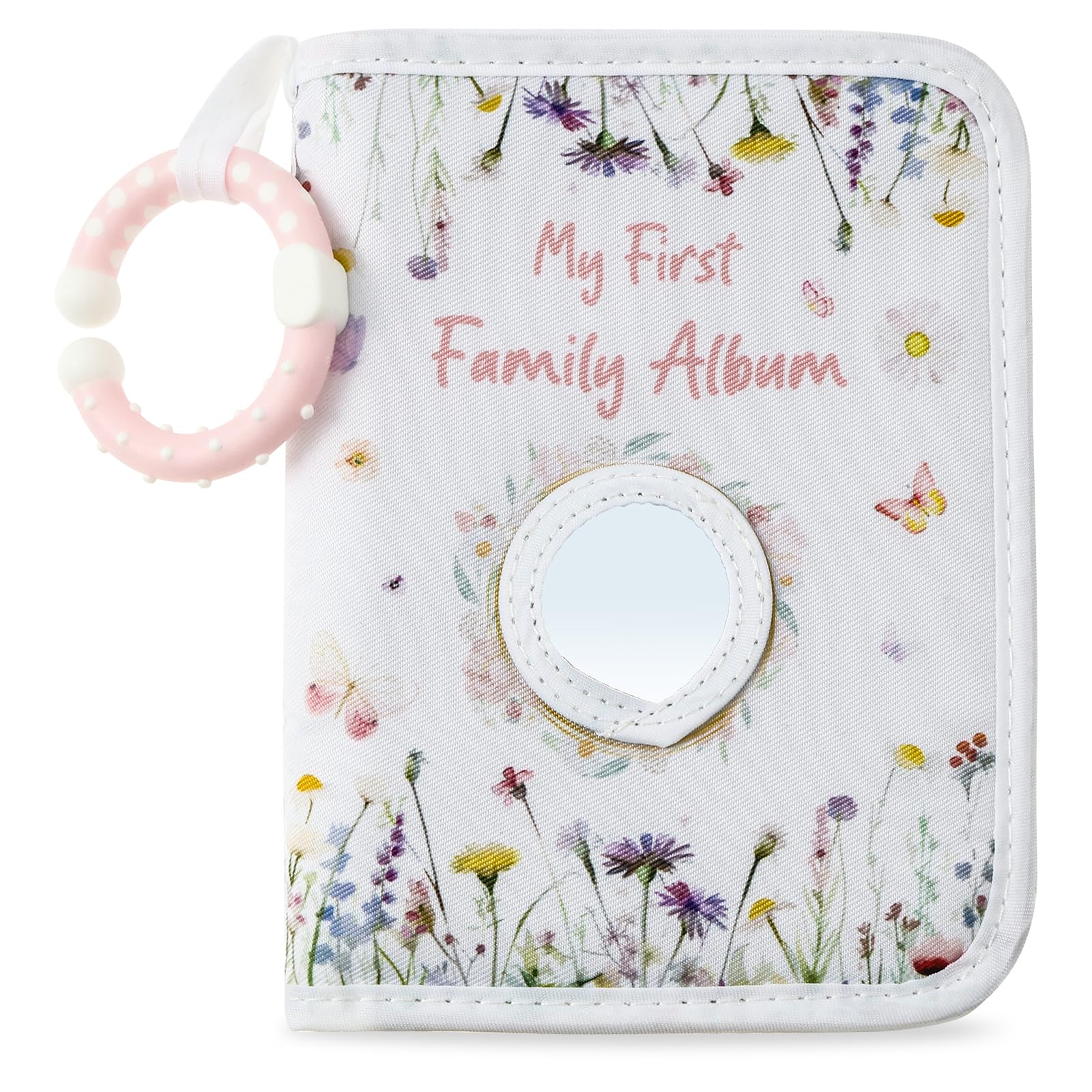 Baby Photo Album Soft Cloth Book Baby's My First Photo Album Hold 17 6x4" Pictures Baby Memory Book with Mirror Present for Family Newborn Babies Shower
