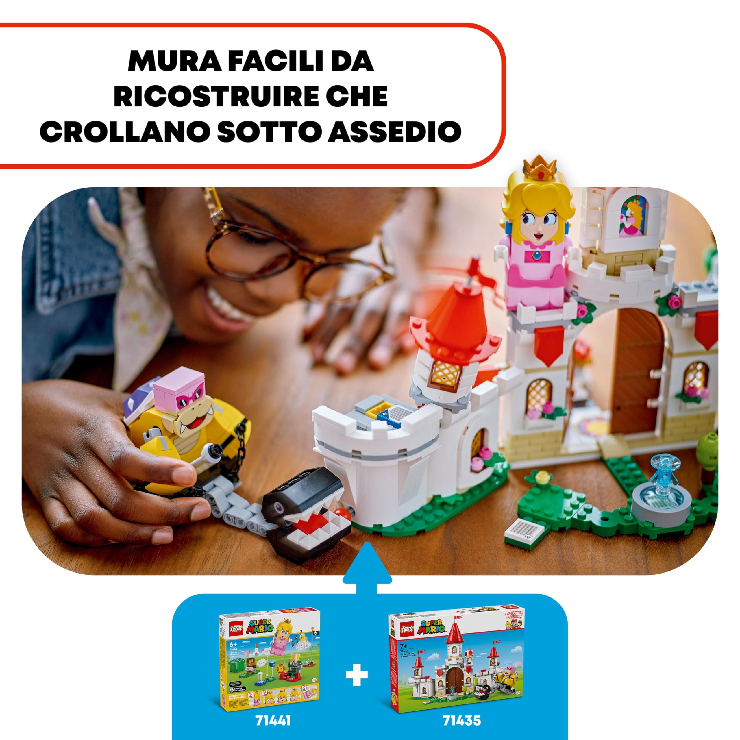 LEGO Super Mario Battaglia con Roy al Castello di Peach Giocattolo con Personaggi Nintendo, Torre e Catapulta, Giochi d'Avventura per Bambini e Bambine da 7 Anni, Idea Regalo di Compleanno 71435