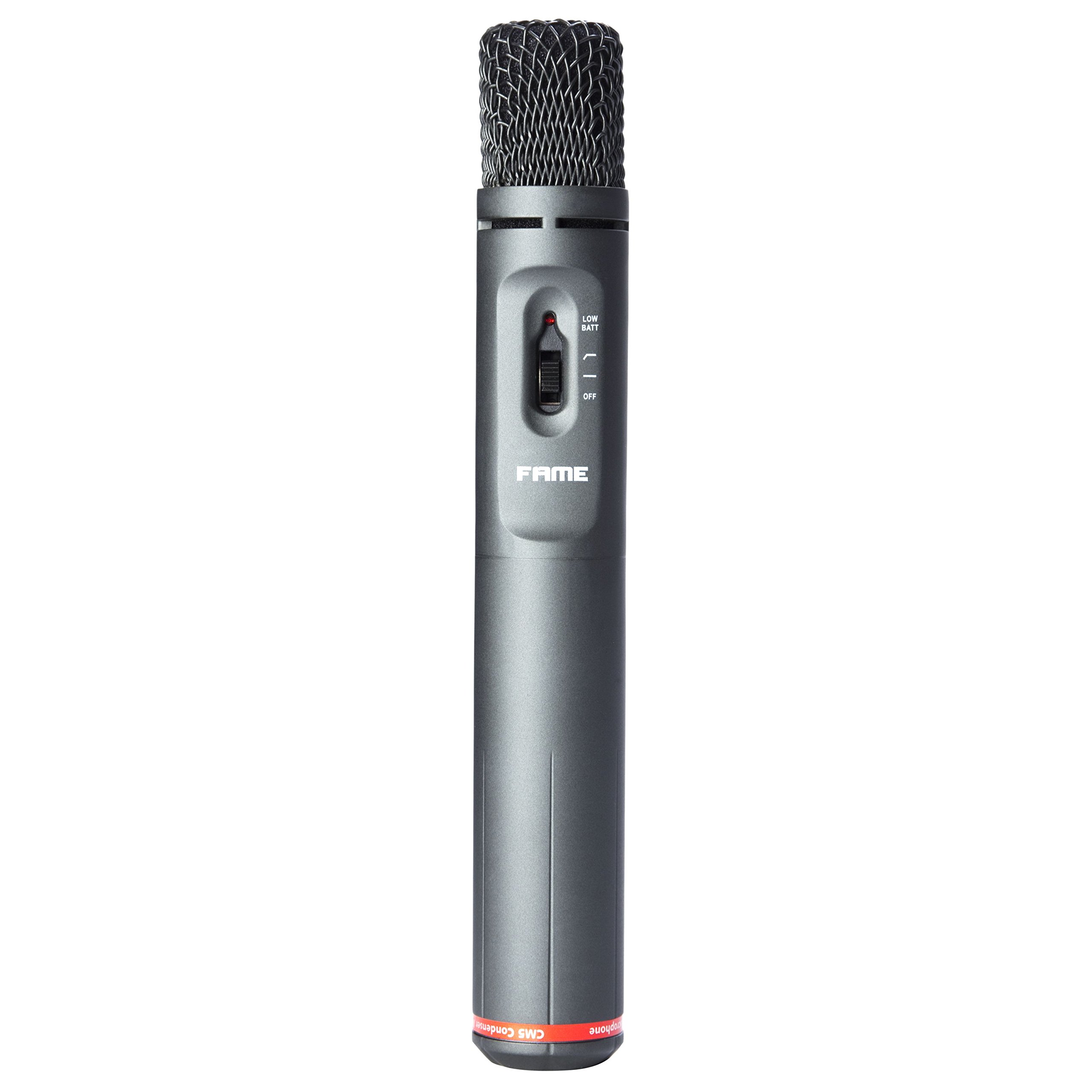 Fame Audio cm 5, Kondensator Instrumentenmikrofon, Nieren-Richtcharakteristik, 35Hz-20kHz Übertragungsbereich, Batteriebetrieben, Inklusive Klemme und Mikrofontasche, EIN/Aus-Schalter, Schaltbarer