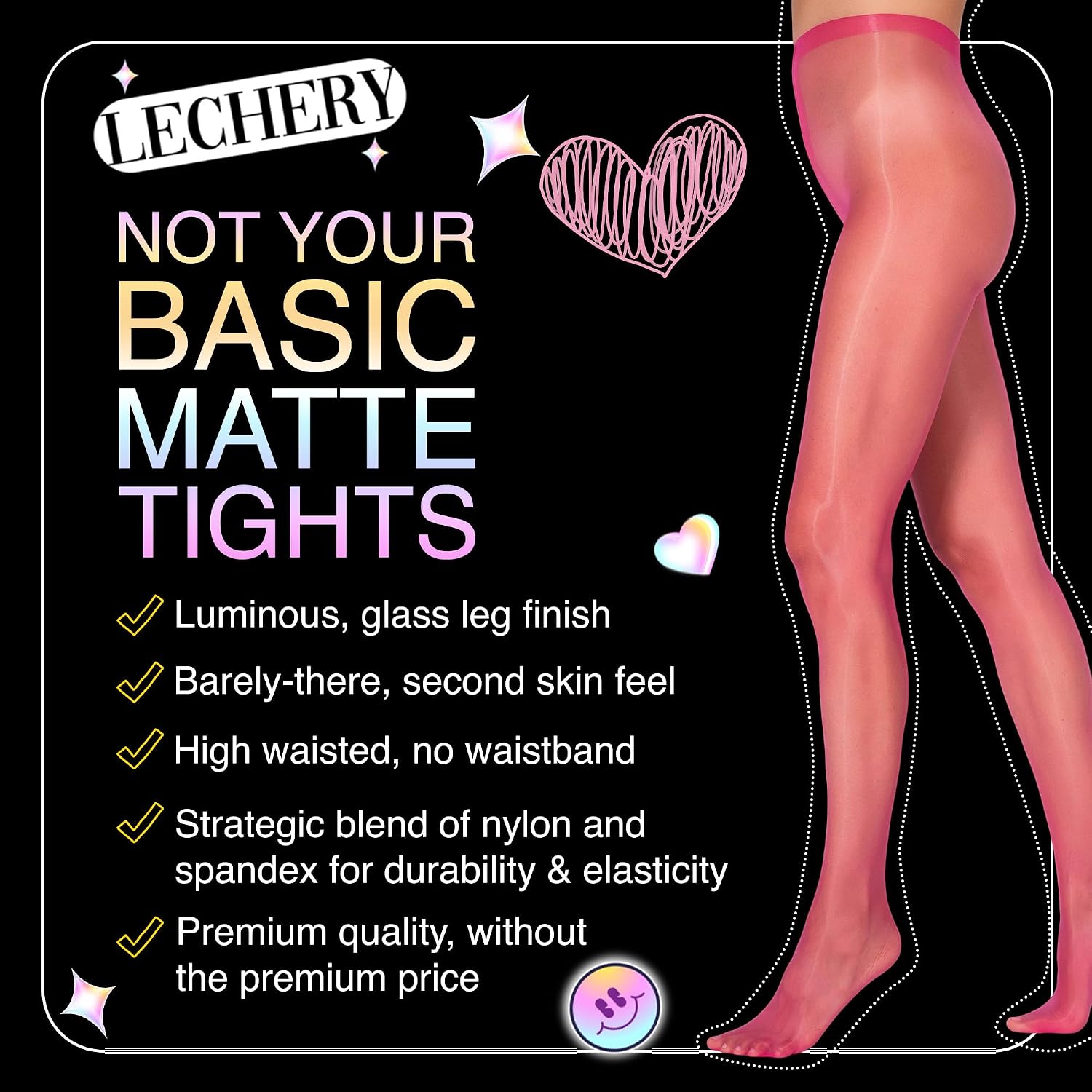 LECHERY Semi Sheer Tights for Women Lustrous Silky Shiny 20 Denier High Waist Stocking Panty Hose Nylons, Pantyhose for Women