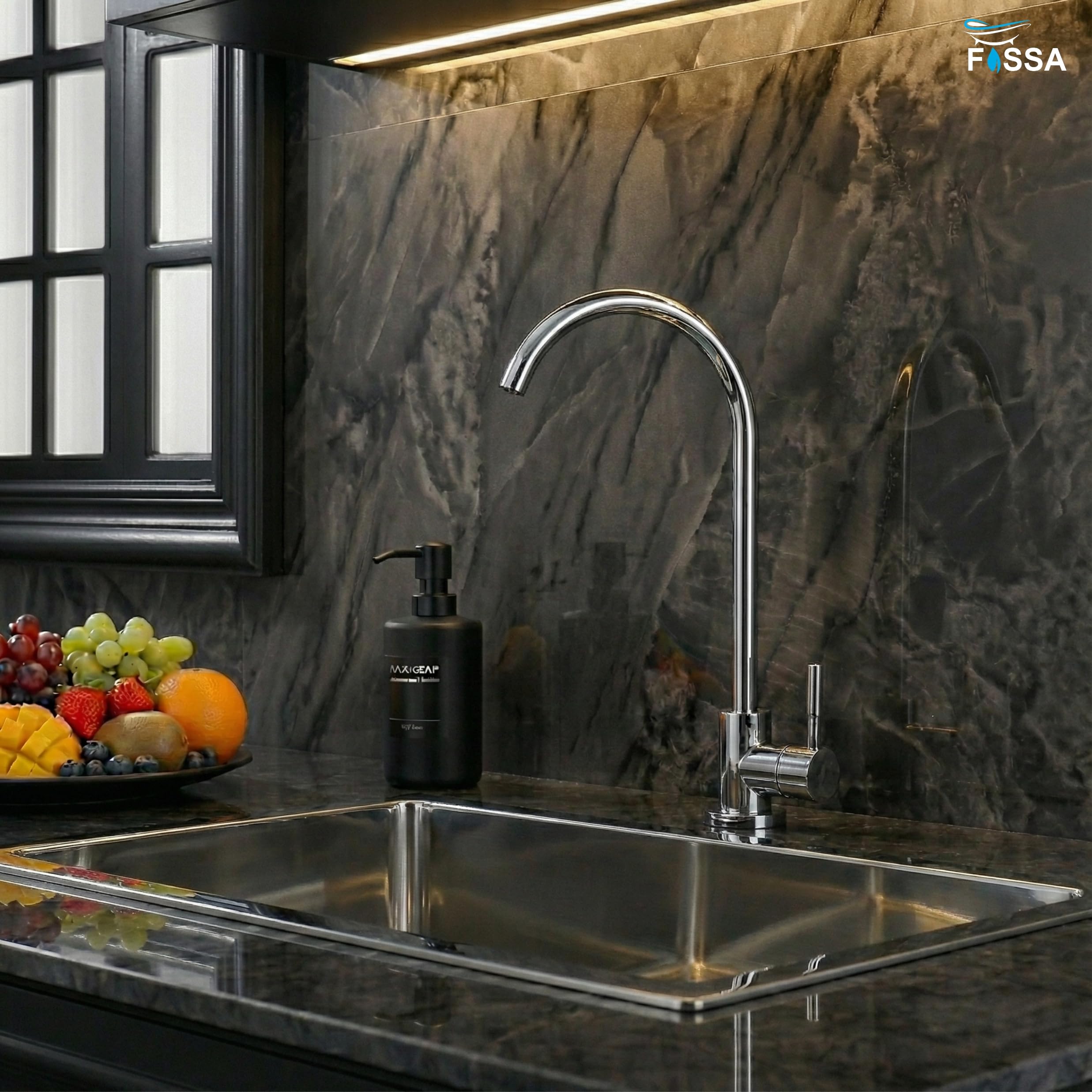 Fossa RO Tap Kitchen Water Filter Faucet | 100% Lead-Free Drinking Water Faucet | 304 Stainless Steel Body | Brushed Nickel | Wall Mount Kitchen RO Tap (Chrome Finish) 4