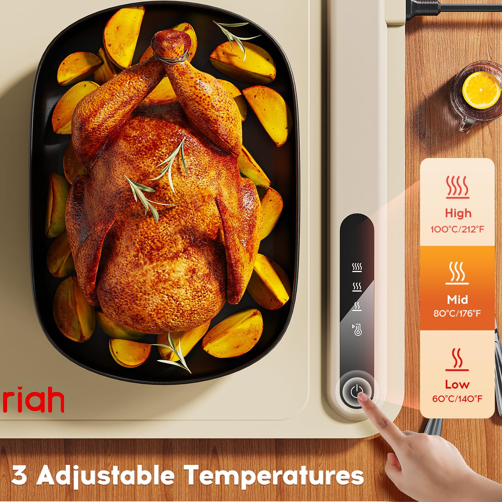 Voriah Electric Warming Tray-Foldable Food Warming Mat, Hot Plate for Buffet with 3 Modes Temperature, Shut-Off, Warming Mat for Family Gatherings, Sabbath, Holidays, Countertop,Parties,Everyday Use