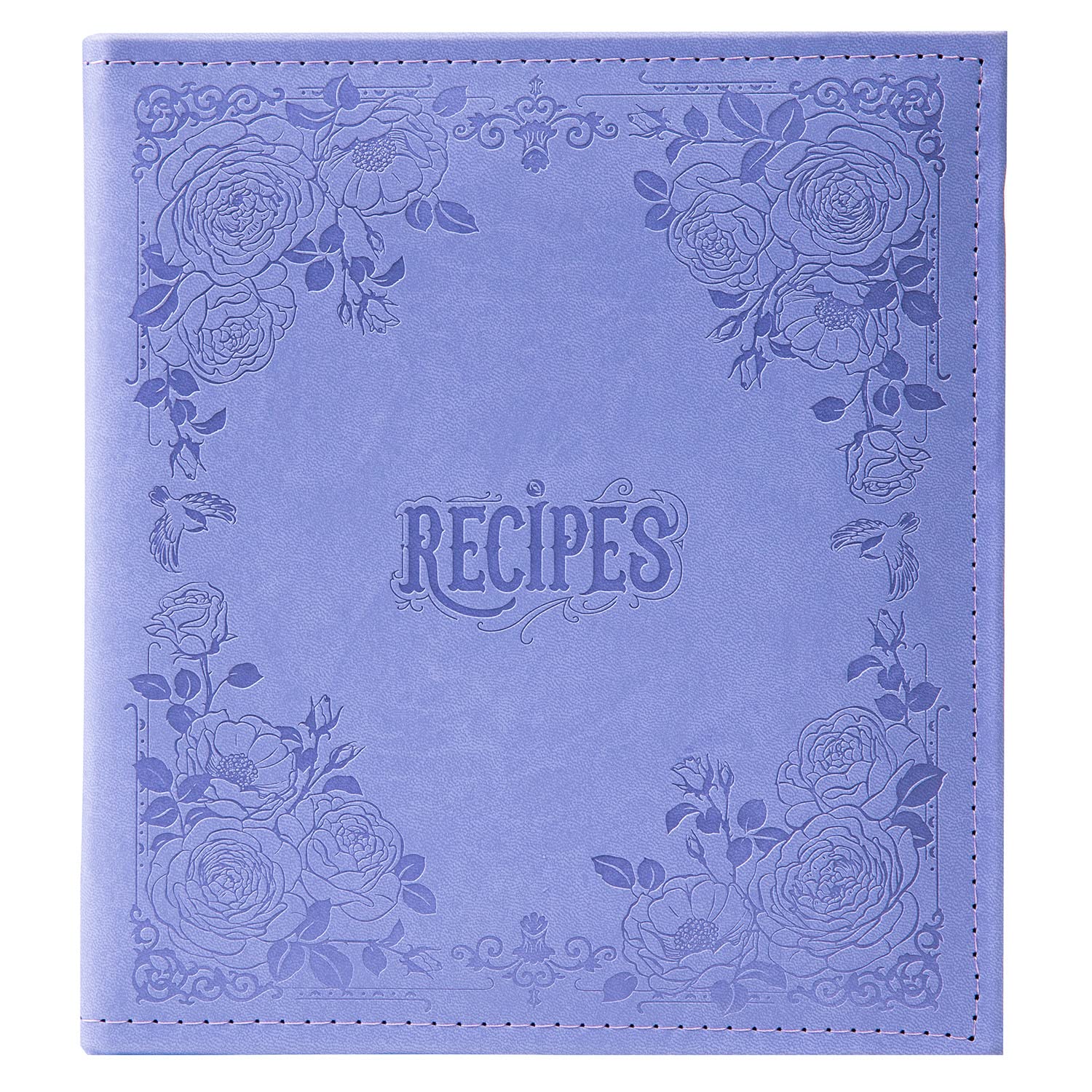 COFICE Recipe Book to Write in Your Own Recipes, 8.5x9.5 Recipe Ring Binder with PU Faux Leather Cover, 4x6 Cards and Tabbed Dividers,Purple