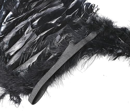 Miniatura 4 de Alas de ángel para cosplay, alas de disfraz de Halloween, alas de plumas blancas y negras con correas ajustables
