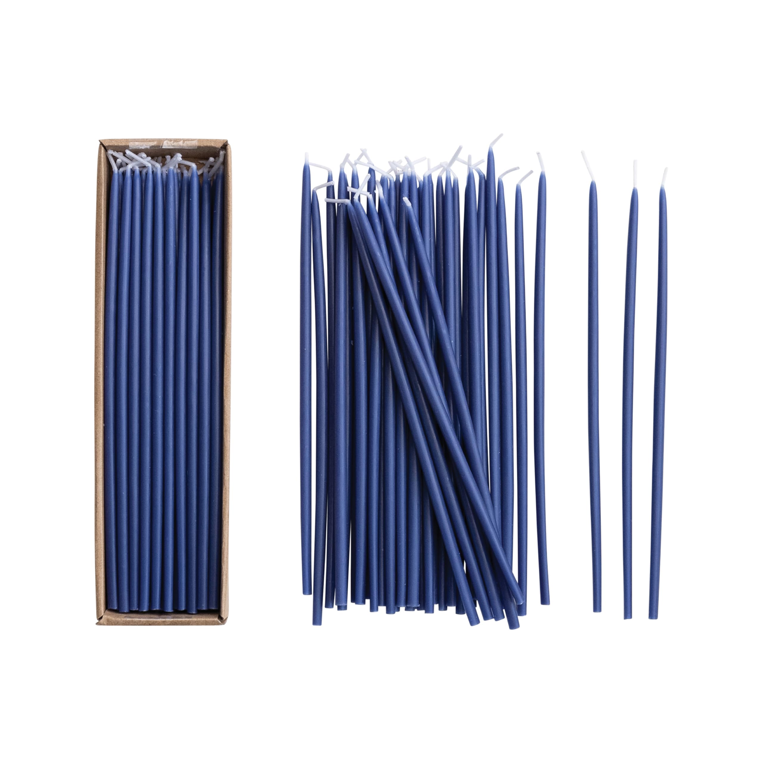 Creative Co-Op 36-Piece Unscented Thin Taper Candles in Box, Navy Color