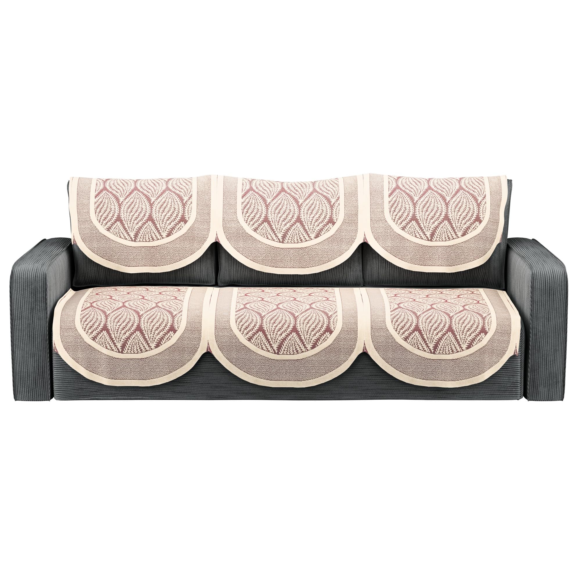 Stylish 5-Seater Sofa Covers - Maroon Cotton -16