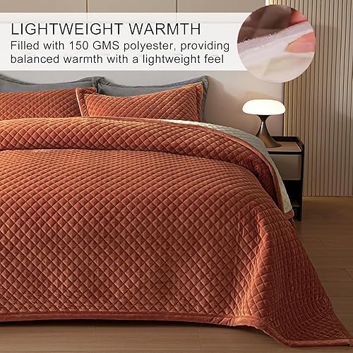 Miniatura 22 de Juego de edredón de terciopelo tamaño Queen, ropa de cama ultrasuave de 3 piezas con 2 fundas de almohada, colcha reversible ligera para todas las