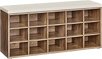 Vista 16 de VASAGLE CUSTOS Collection - Banco de zapatos, banco de almacenamiento con asiento acolchado, banco de entrada con 12 compartimentos