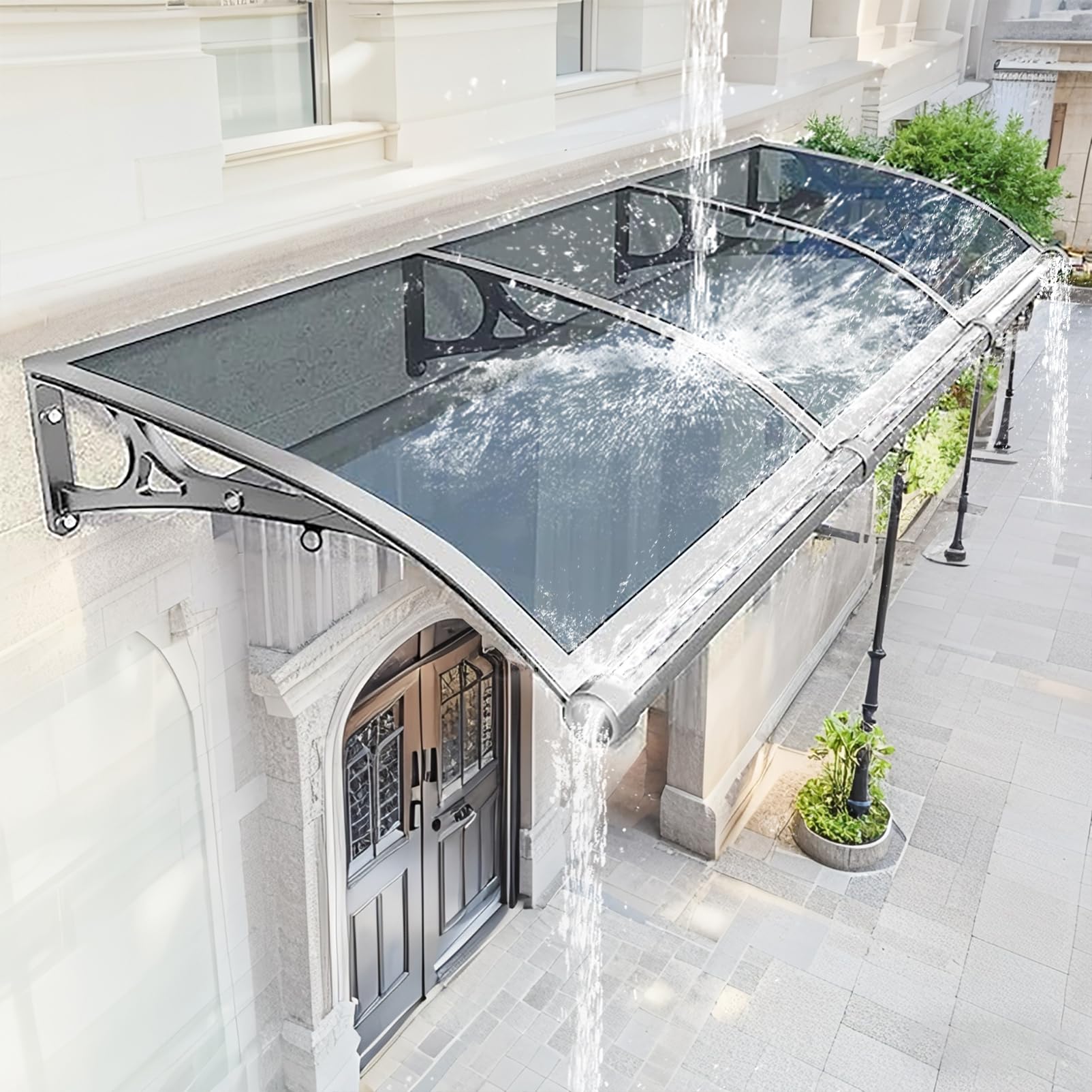 Ddasam External Door Rain Canopy - Large Awning with Separate Drainage, Polycarbonate UV Protection for Patio & Porch（60x180cm）