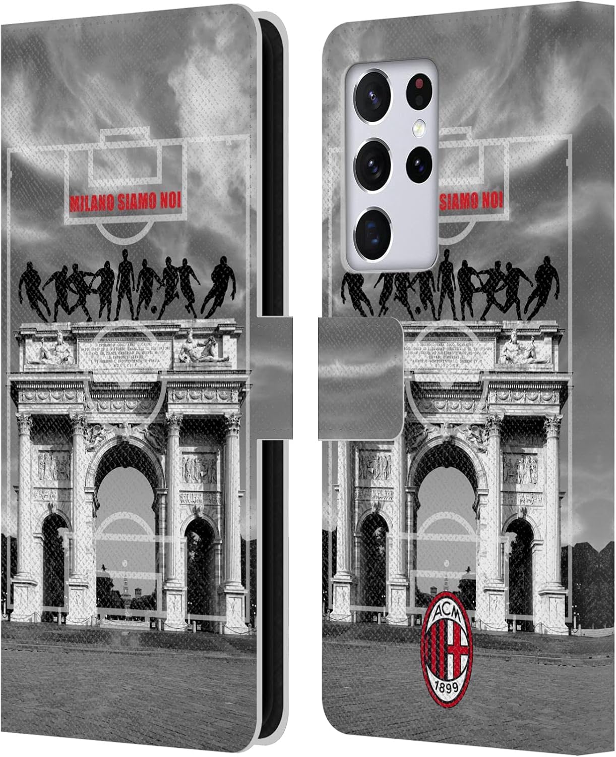 Head Case Designs Officially Licensed AC Milan Milano Siamo NOI 2 Adults Leather Wallet Case Compatible with Samsung Galaxy S21 Ultra 5G