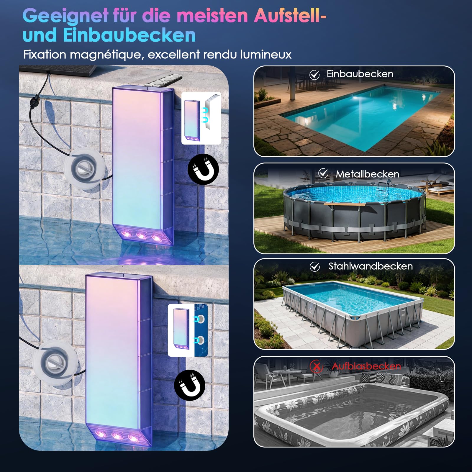 Tomshine Solar Poolbeleuchtung für Unterwasser und Aufstellpools