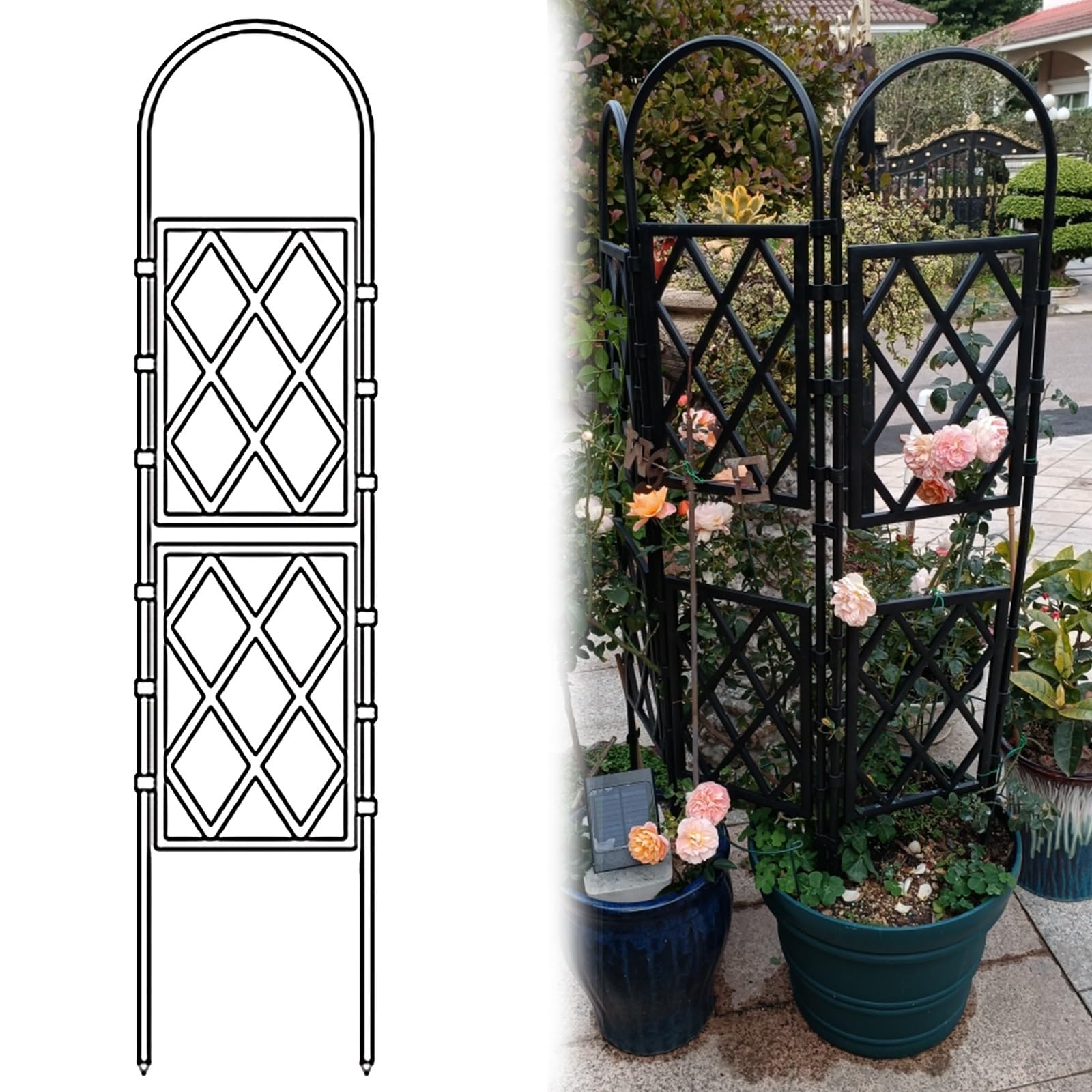 Treillis Clématites Rosiers 2 Treillis Mural PVC Extensible 1.8m - Support Plantes Grimpantes Clôture Décorative Plantes