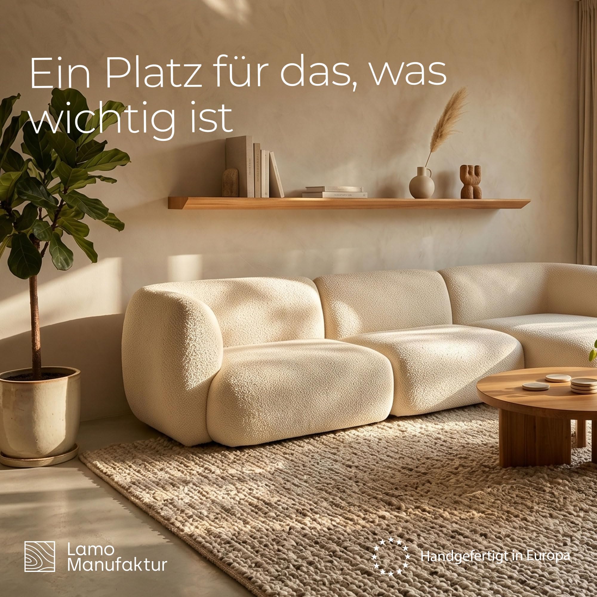 LAMO Manufaktur Schweberegal Holz ohne Befestigung 60cm breit, Wand Regal, Floating Shelf für Wohnzimmer, Küche, Arbeitszimmer - Farbe: Roh, Kante: 1X 45-Grad-Fase - Massivholz, modernes Design