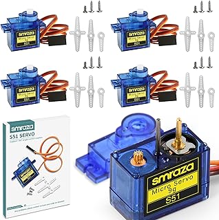 Smraza 4 Pcs SG90 9G Micro Servo Motor Kit (Metal Gear) for Arduino Projects, RC Robot, Robot Arm, Helicopter, Airplane, Car and Boat Control, Mini Servo Applications