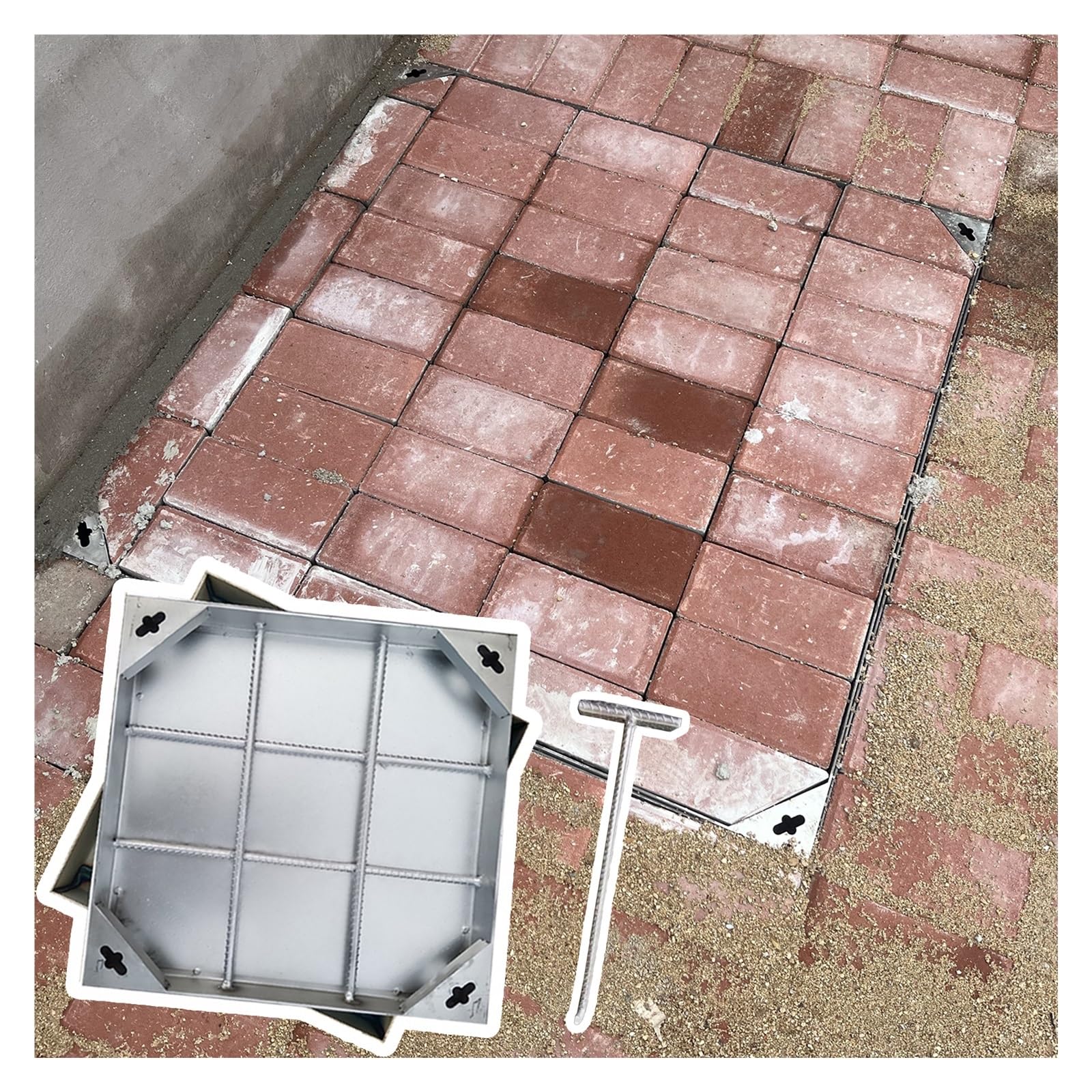 Generico Coperchio e Telaio Invisibili per pozzetto, Coperchio Quadrato per Fossa settica da 16x16 a 36x36 Pollici per vialetto/Giardino, Coperchio di Accesso Incassato Resistente (23x23 Pollici, 58x