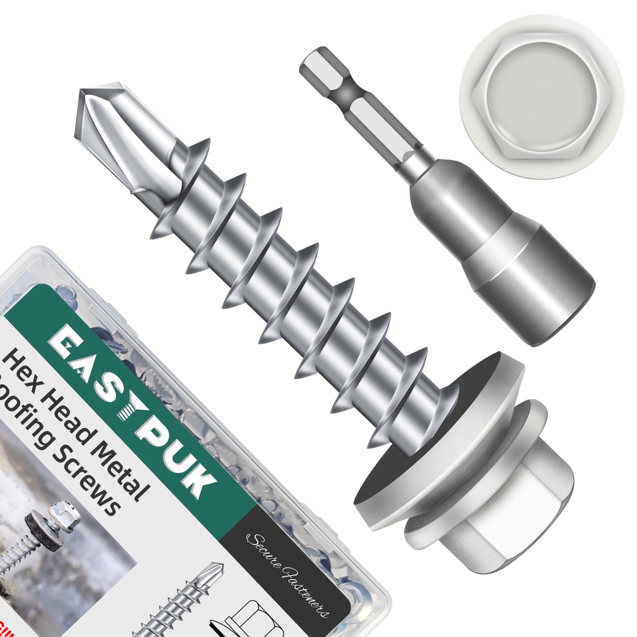 Metal Roofing Screws - 100 Pack Self-Drilling -1