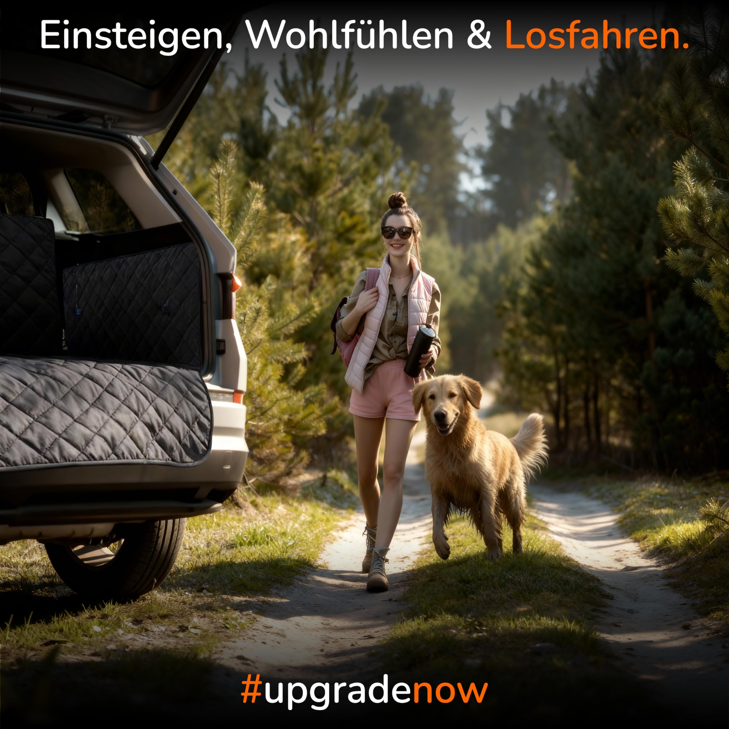 Upgrade4cars Premium Kofferraumschutz Hund mit Ladekantenschutz Wasserdicht & rutschfest | Auto Hundedecke Kofferraum Gepolstert