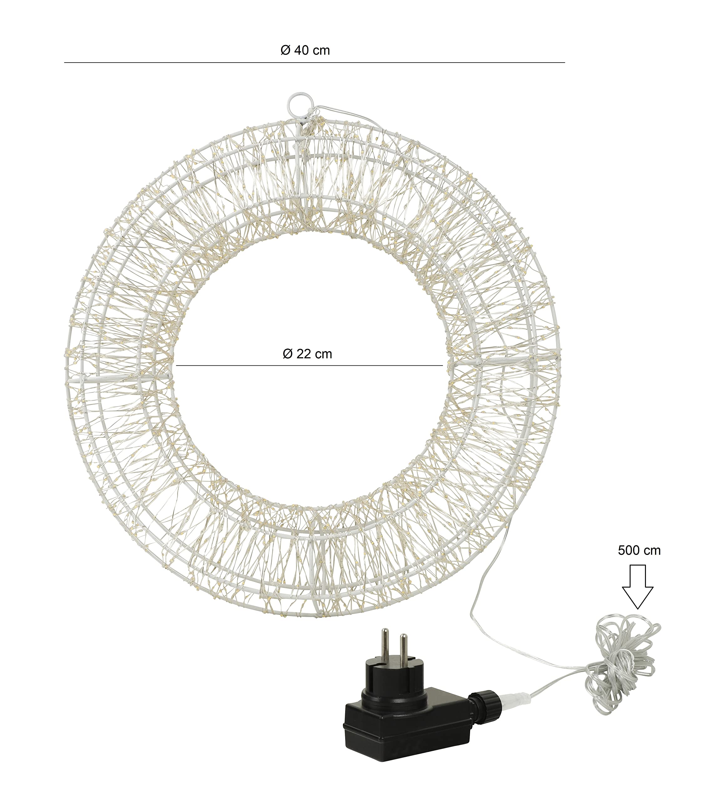 Kranz LED Timer Weihnachtskranz Türkranz Weihnachtsdeko warmweiß Indoor & Outdoor Ø 40 cm