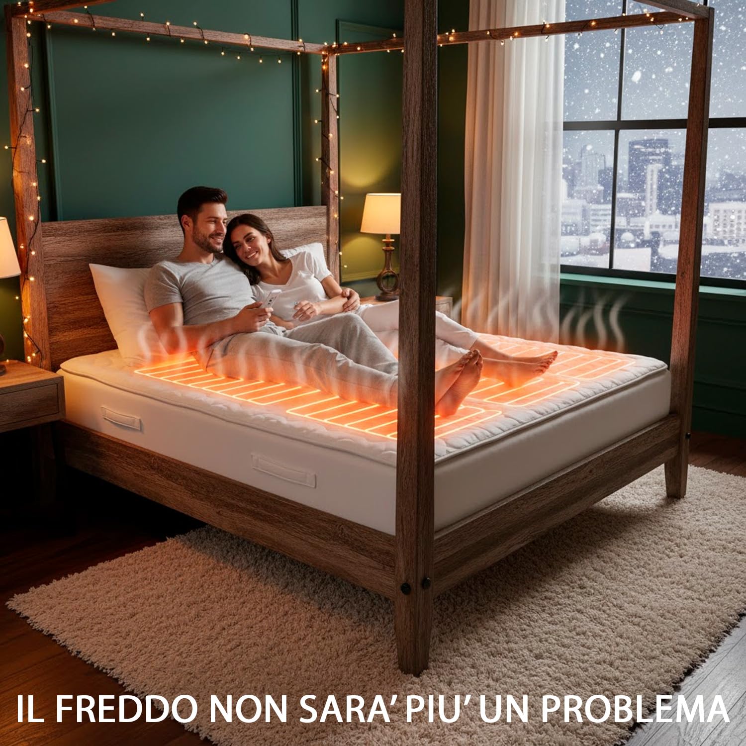 Scaldaletto Elettrico Matrimoniale 160 x 140 Cm in Poliestere 100% Coperta Elettrica Riscaldante Con 2 Telecomandi Indipendenti 3 Livelli Di Temperatura Timer Sistema Anti Surriscaldamento Bianco