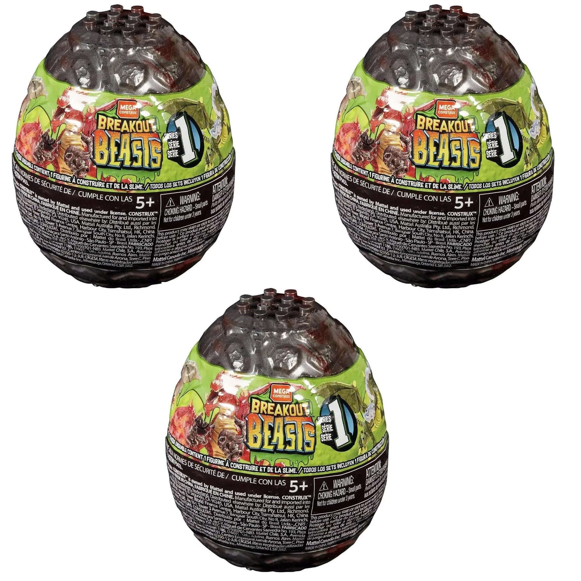 Mega Construx Breakout Beasts Series 1 Surprise Eggs (Pack of 3)