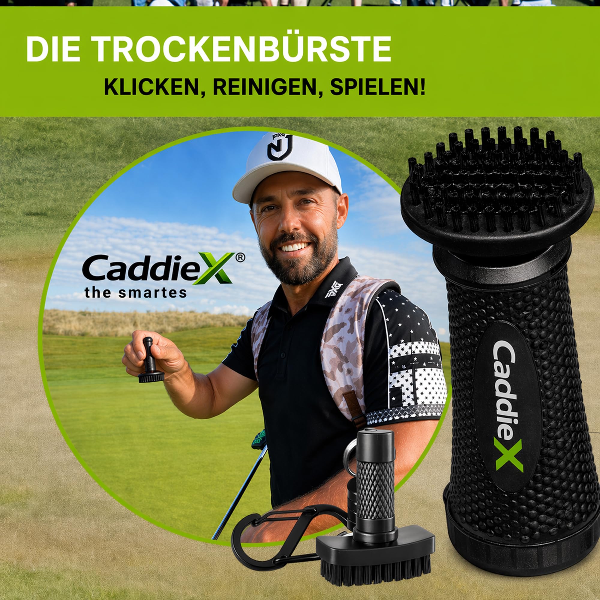 Cepillo de golf inteligente CaddieMag imán extraíble cerdas de nailon ligero