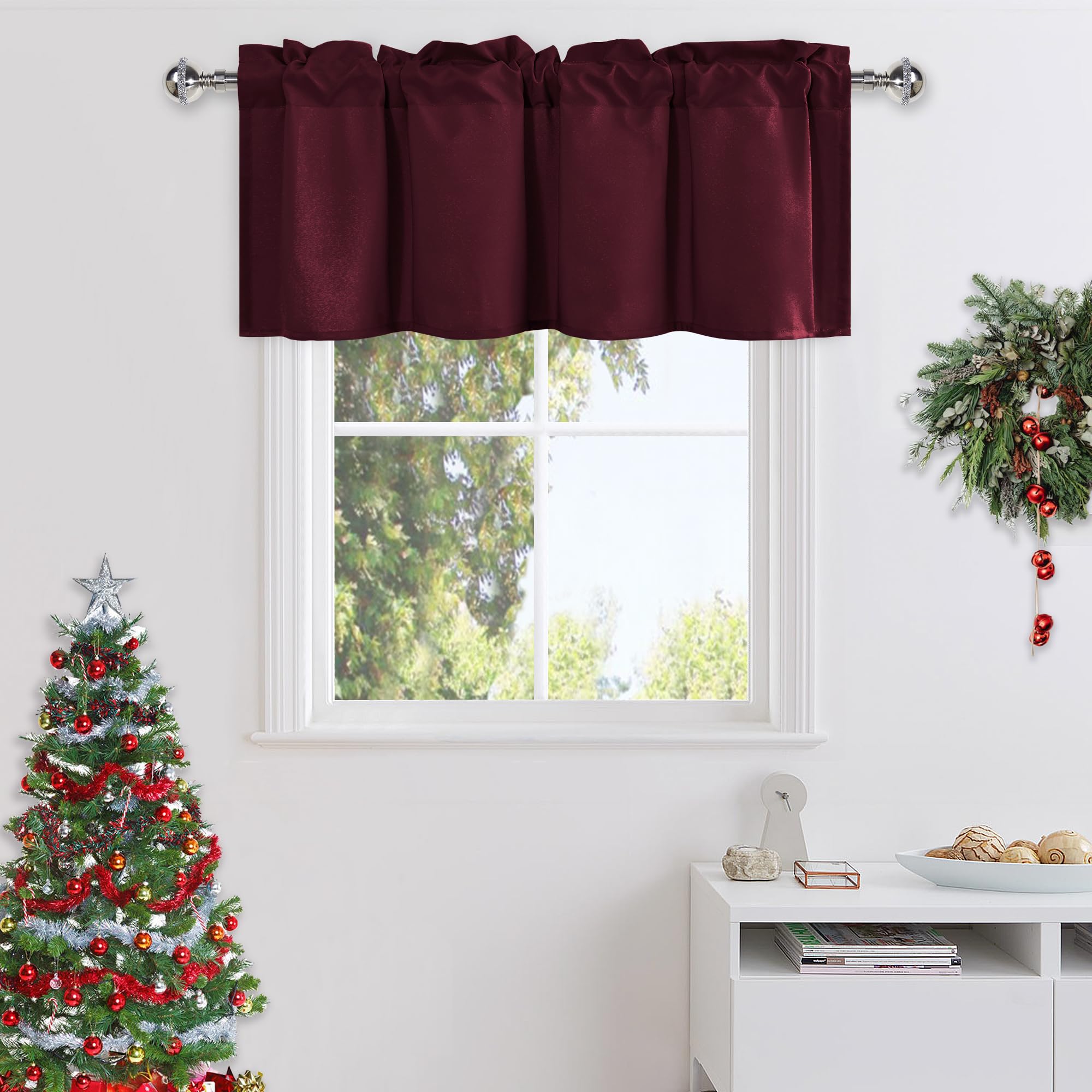 DWCN Burgundy Valance Curtains for Living Room, Kitchen