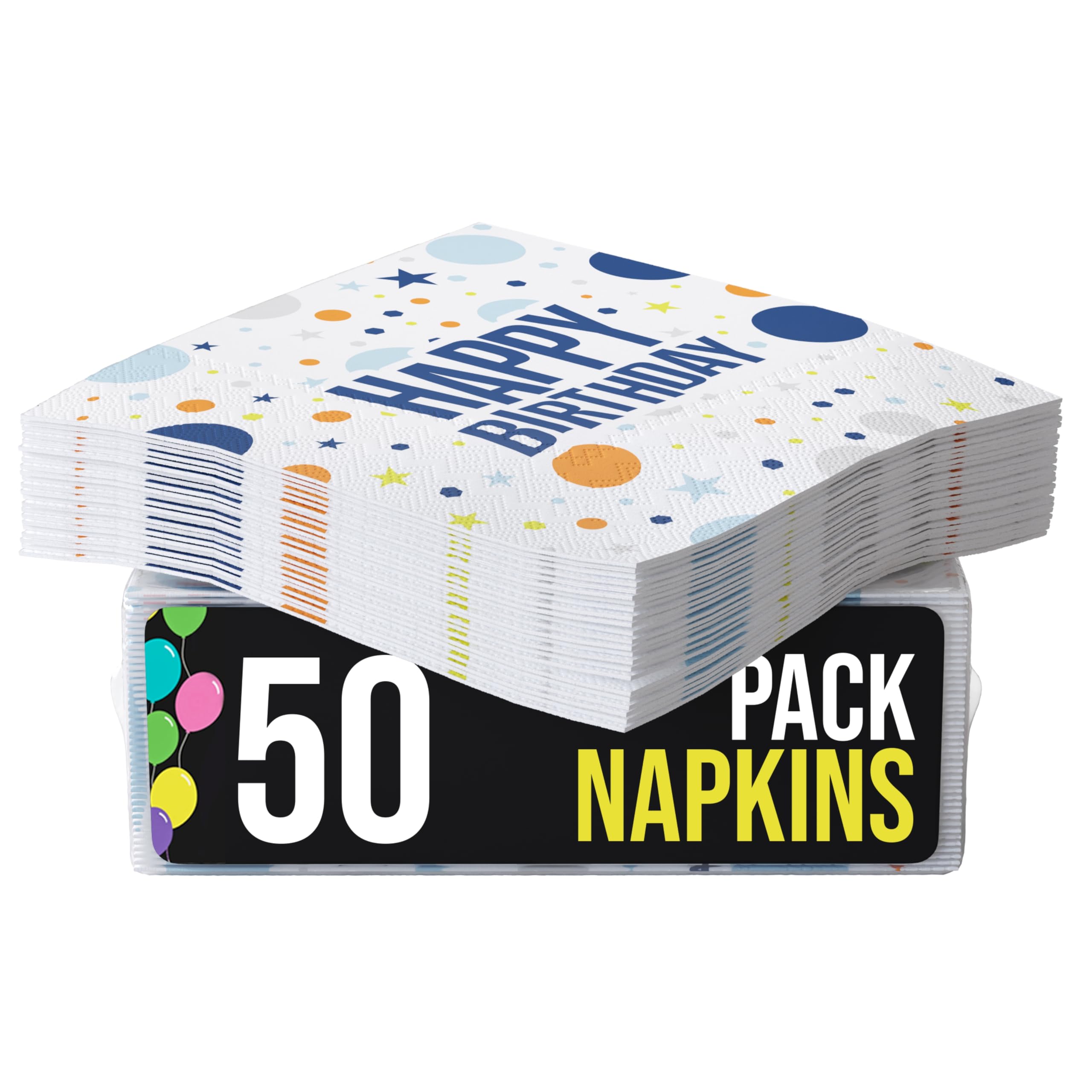 Party Solids Blue Happy Birthday Napkins Disposable Everyday 50 Pcs 2 Ply Party Napkins Disposable For Parties Lunch Napkin For Blue Birthday