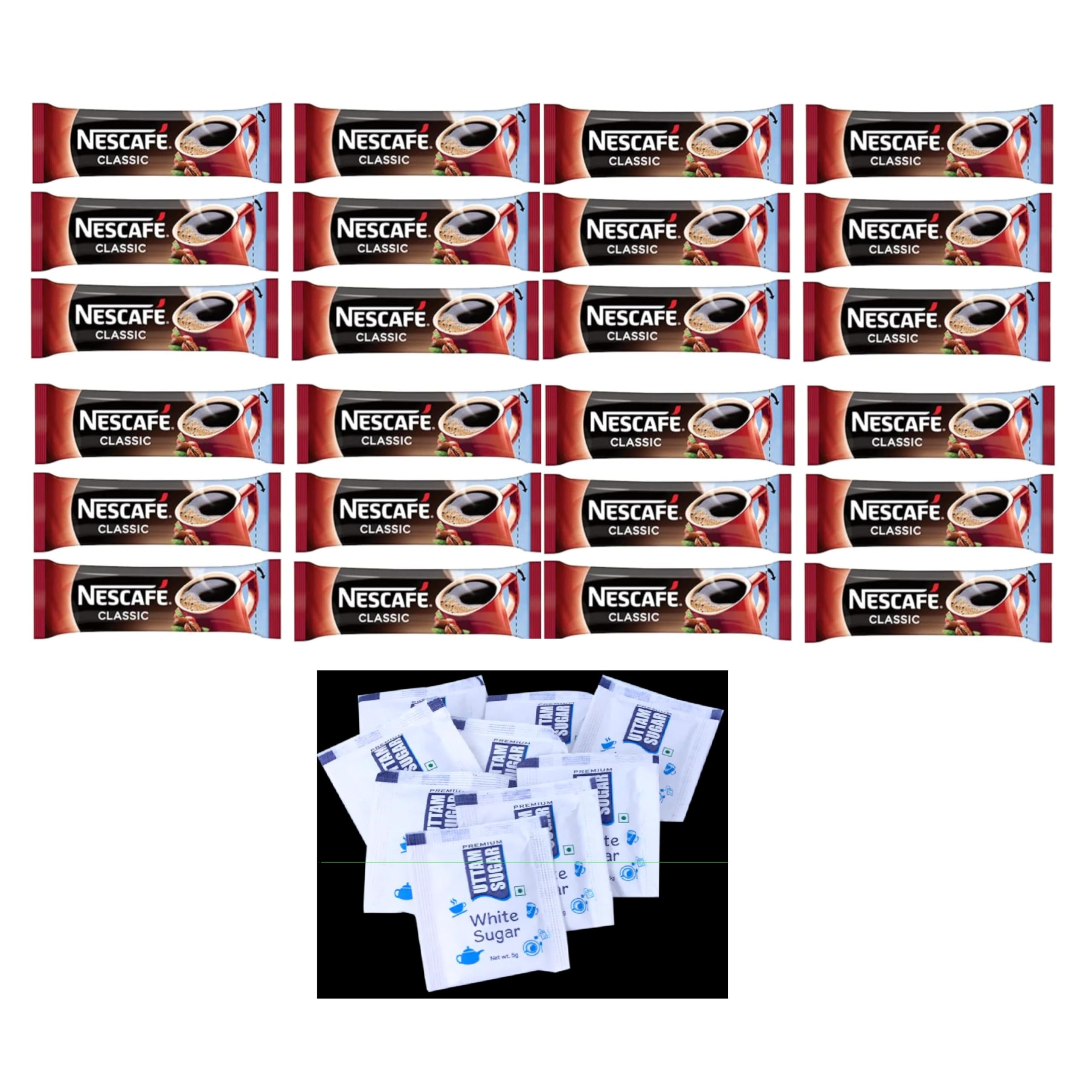 Nes-cafe Classic Instant Coffee Powder,Sachets, Pouch | Instant Coffee | Pack of 60 + Premium Sugar Sachets | Pack OF 72 (B0D9BTMKPL) Amazon Price History, Amazon Price Tracker