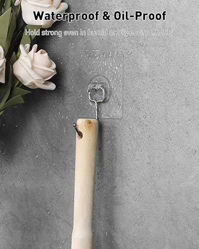 Miniatura 7 de Uniclife 10 ganchos adhesivos grandes para colgar, ganchos de pared resistentes de 33 libras (máximo), ganchos de pared transparentes, impermeables,