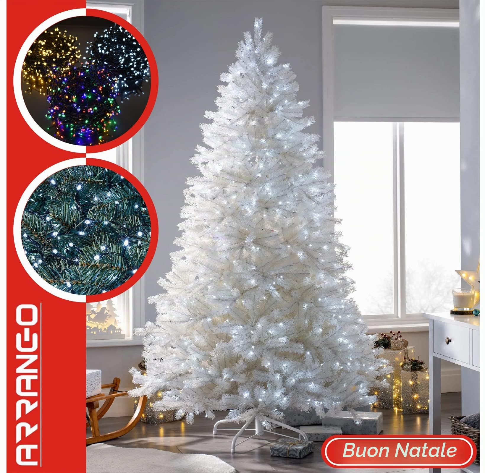 Luci Albero Di Natale Multicolore, Luci Natalizie a 1000 LED 50 Metri, Cavo Verde, 8 Modalità, Luci Albero Di Natale da Interno Ed Esterno, Impermeabile IP44 ( Cavo Verde, 1000 LED, Luce Fredda )