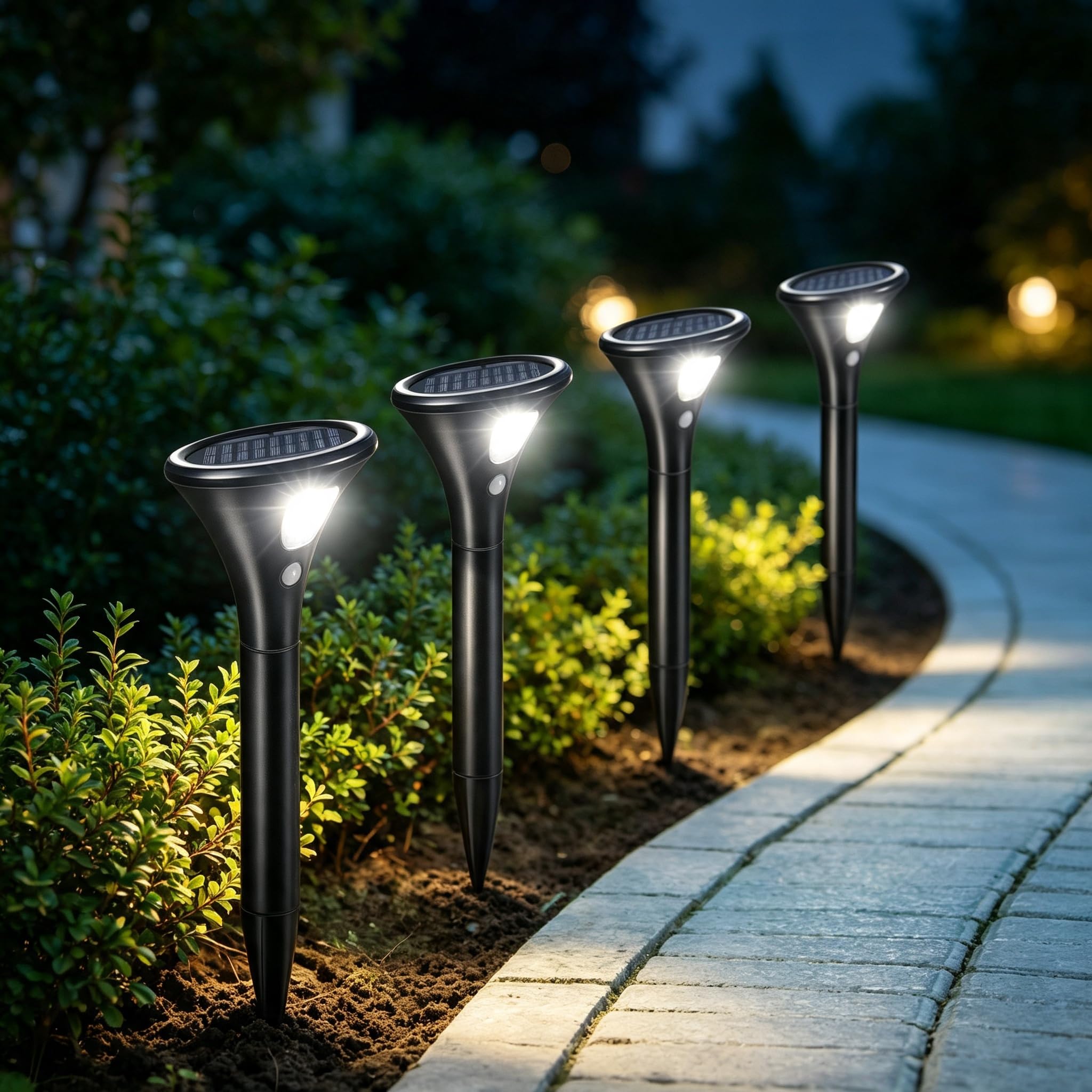 Garvee Solar Erdbodenleuchte, IP65, Intelligente Erkennung Garten 4pcs | Wetterfest, kabellos & einstellbar – ideal für Gartenwege, Einfahrten und Terrassen. Hausbesitzer und Gartenliebhaber