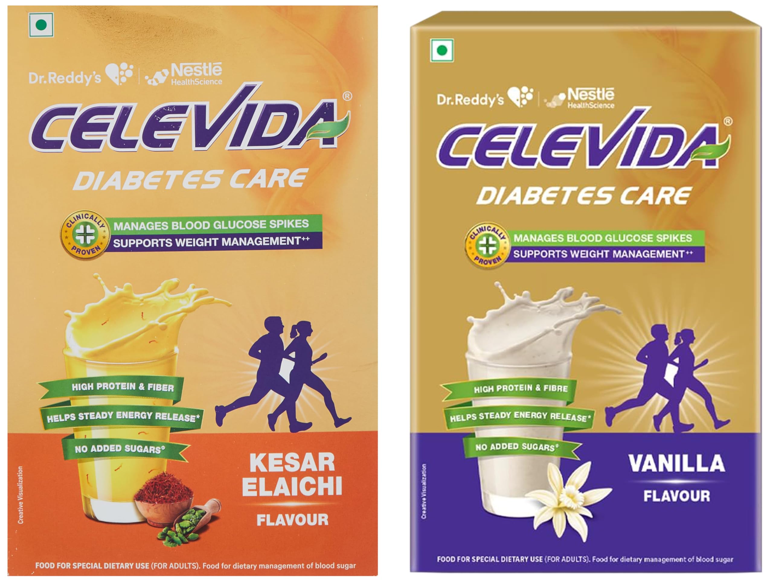 Celevida Protein Powder Drink for Diabetes Management by DrReddy’s|Kesar Elaichi+Chocolate Flavour combo|No Added sugar|Plant based|For Sugar control,Weight Management&Immunity Support|800gm BIB combo-image-4
