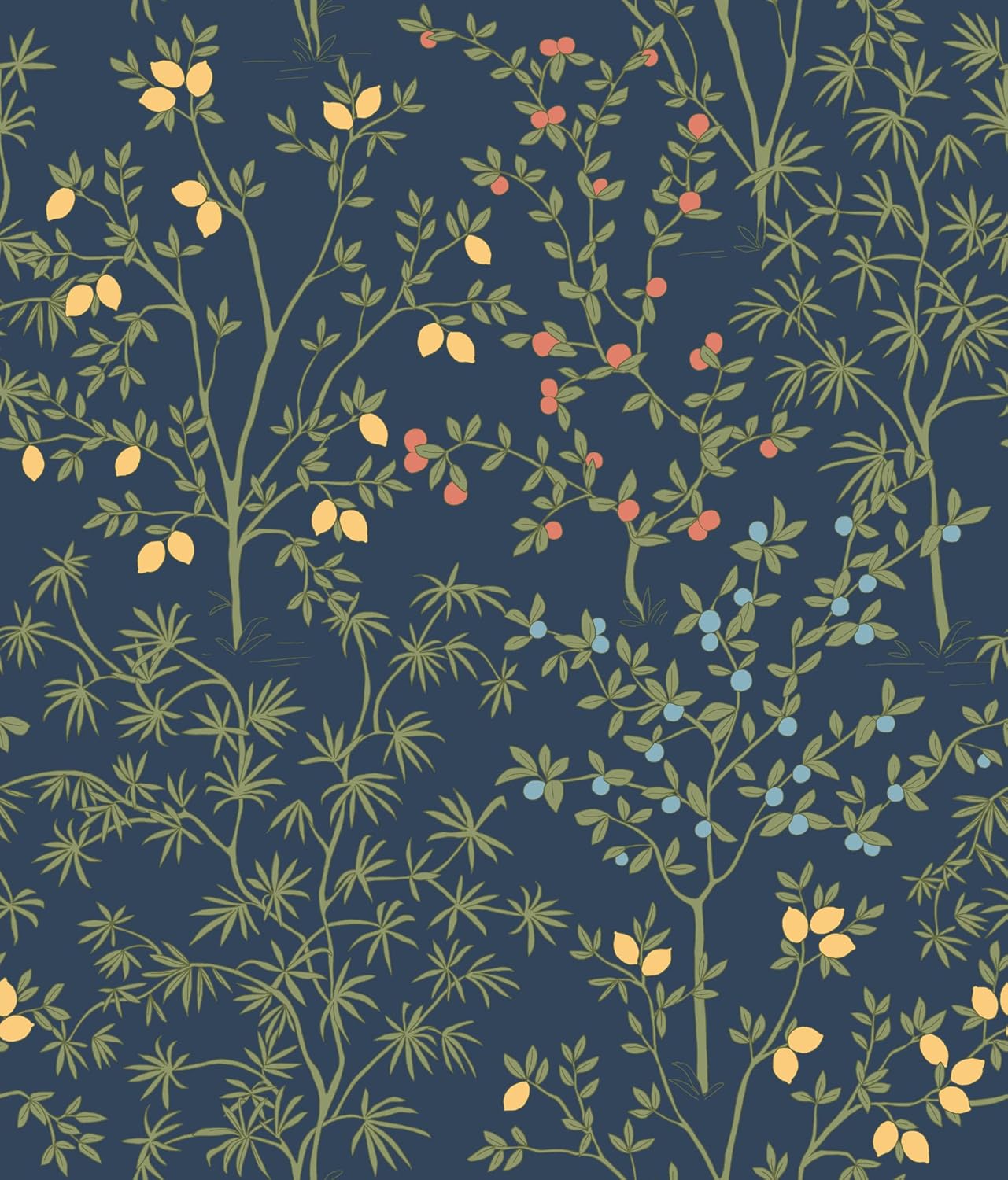 Erin & Ben Co. PSW1454RL Navy Lemon Grove Premium Peel and Stick Wallpaper,Blue