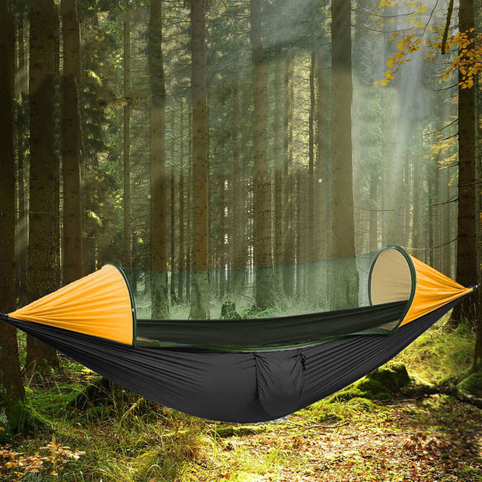 Hamac avec moustiquaire, double hamac de camping pour une utilisation en extérieur, parfait pour la randonnée, la plage, la terrasse, la randonnée, la relaxation, léger et portable