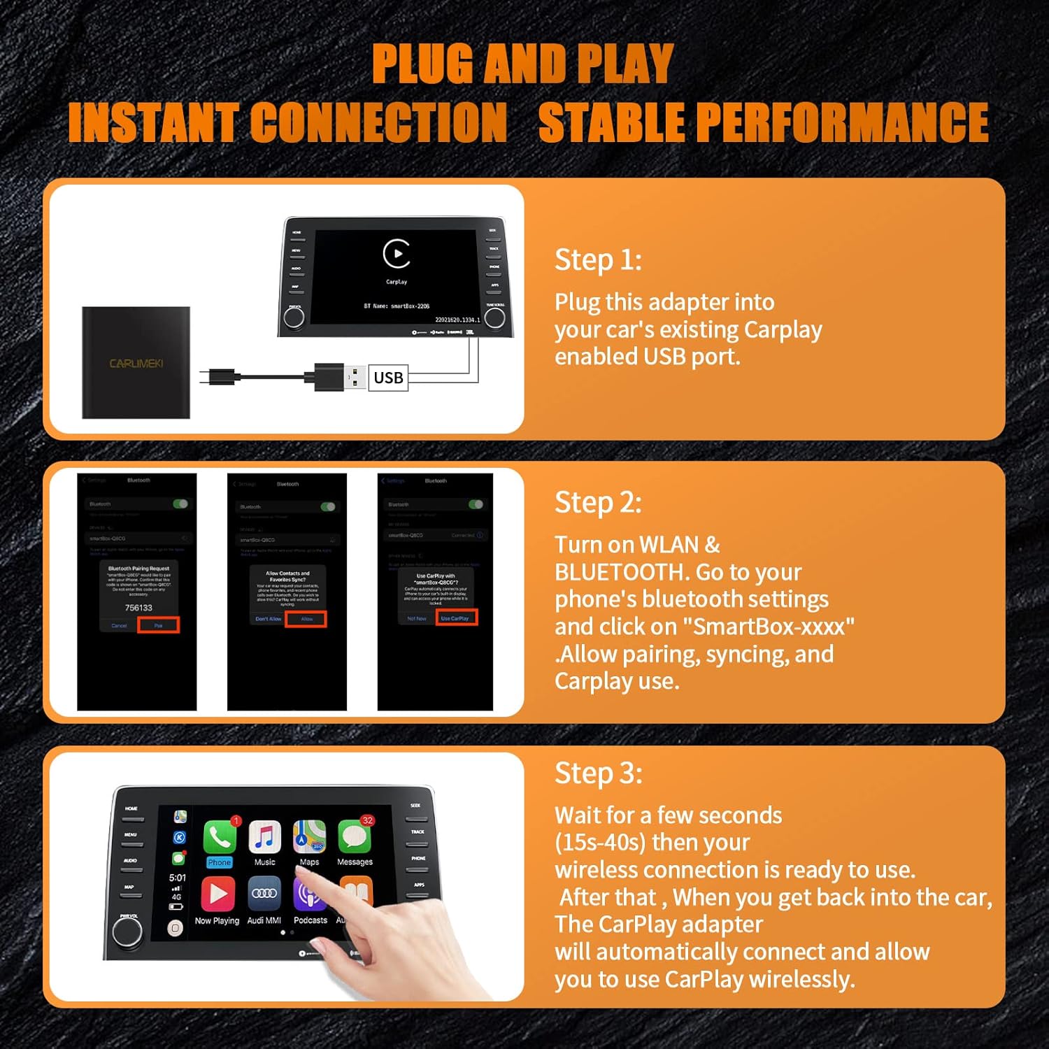 Buy CARLIMEKI Carplay Wireless Adapter, Wireless Apple Carplay Dongle