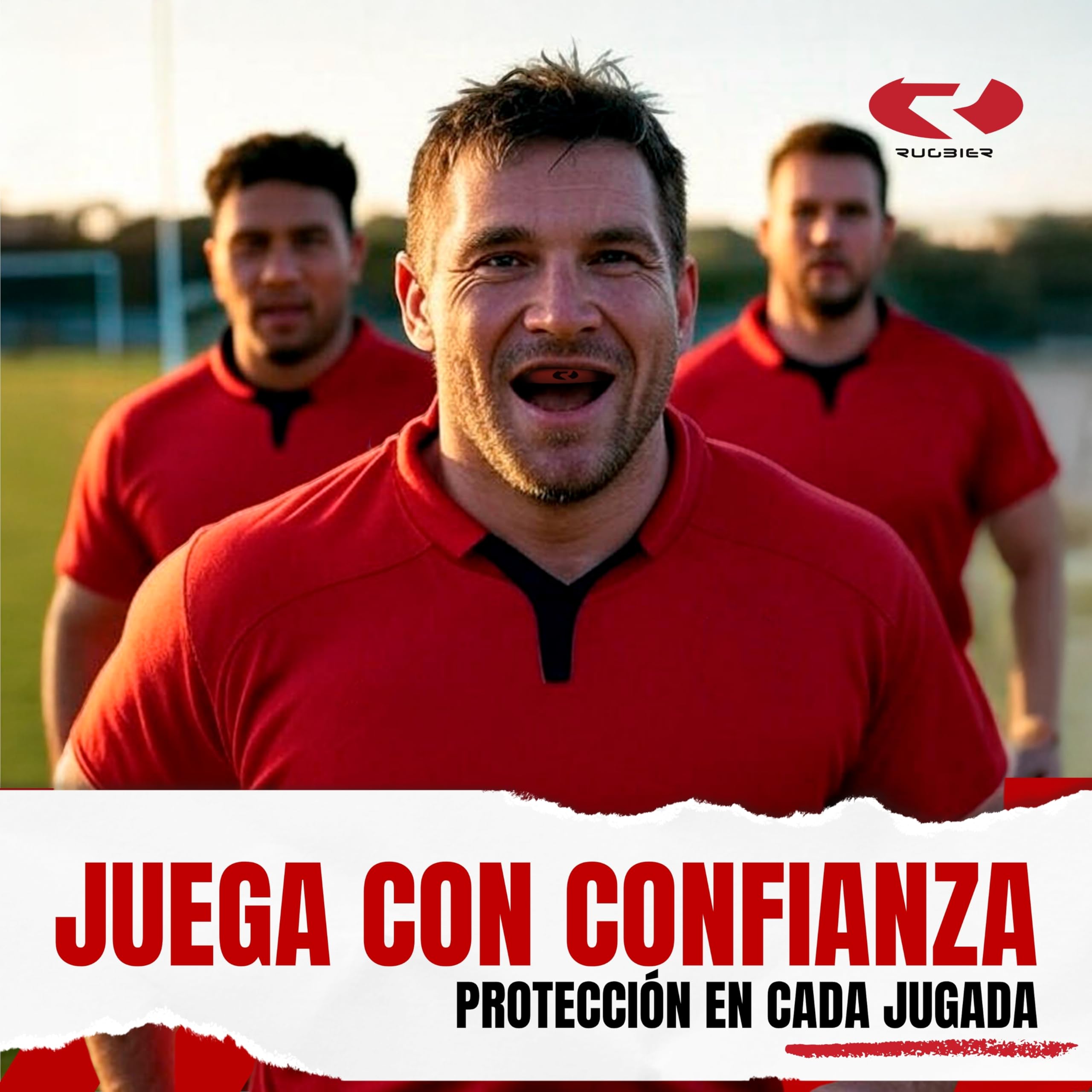 Protector Bucal Rugby Dual Gel Termo Moldeable Talla Adultos Niños Protección Dental Avanzada Rojo Negro Senior