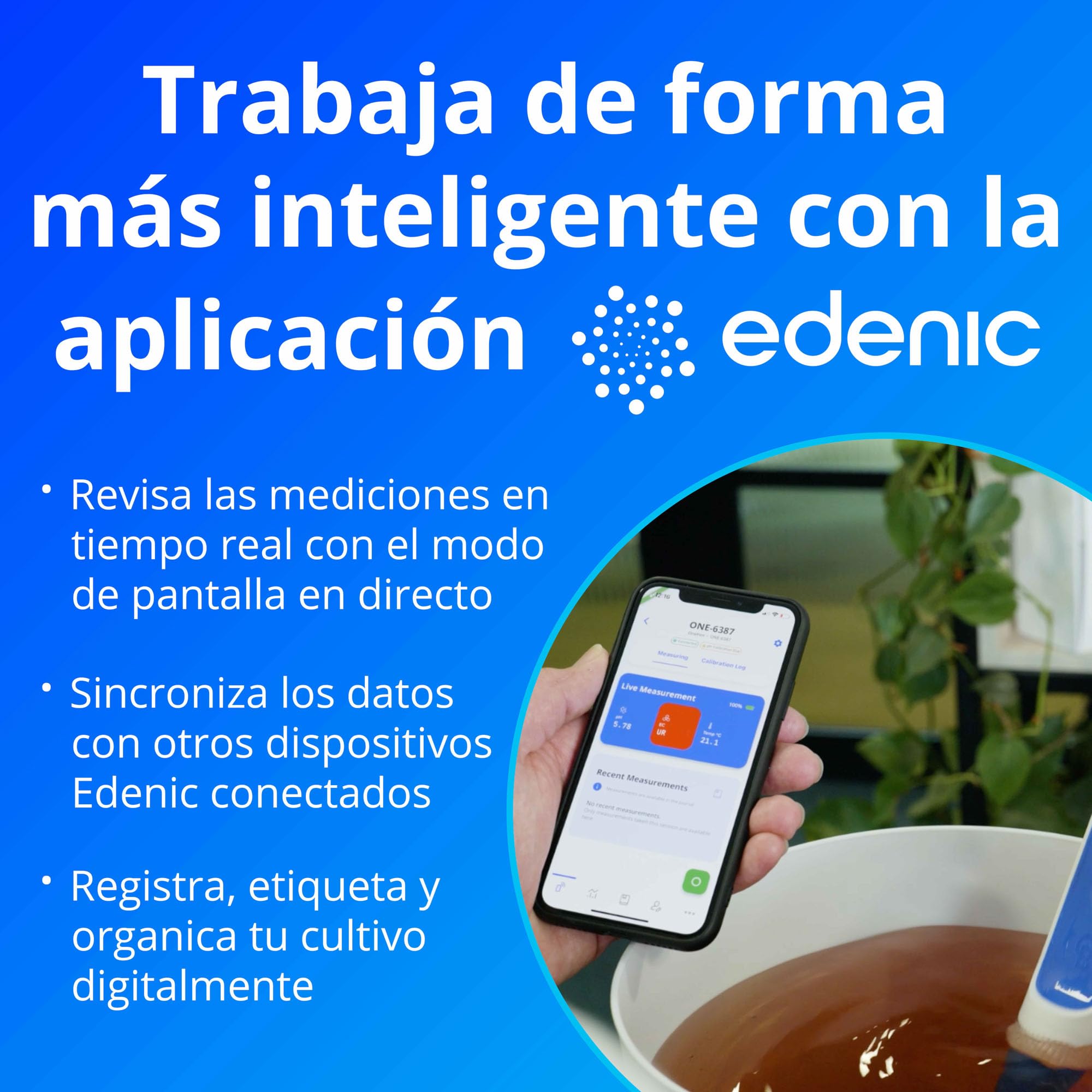 Bluelab OnePen - Medidor de temperatura, EC/PPM y pH 3 en 1, lecturas ultrarrápidas - Intercambio de datos Bluetooth y seguimiento en la aplicación - Sonda intercambiable