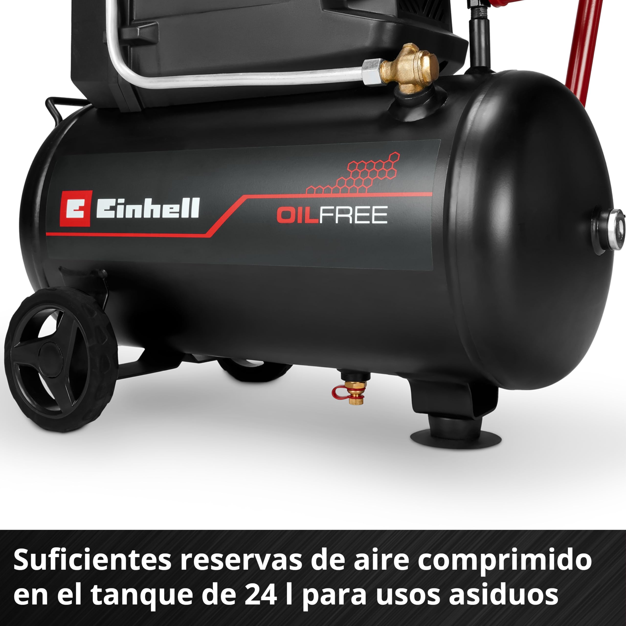 Einhell compresor TC-AC 190/24/8 I OF (1100 W, máx. 8 bar, depósito 24 l, potencia de aspiración 190 l/min, sin aceite, bajo mantenimiento, manómetro, reductor de presión)