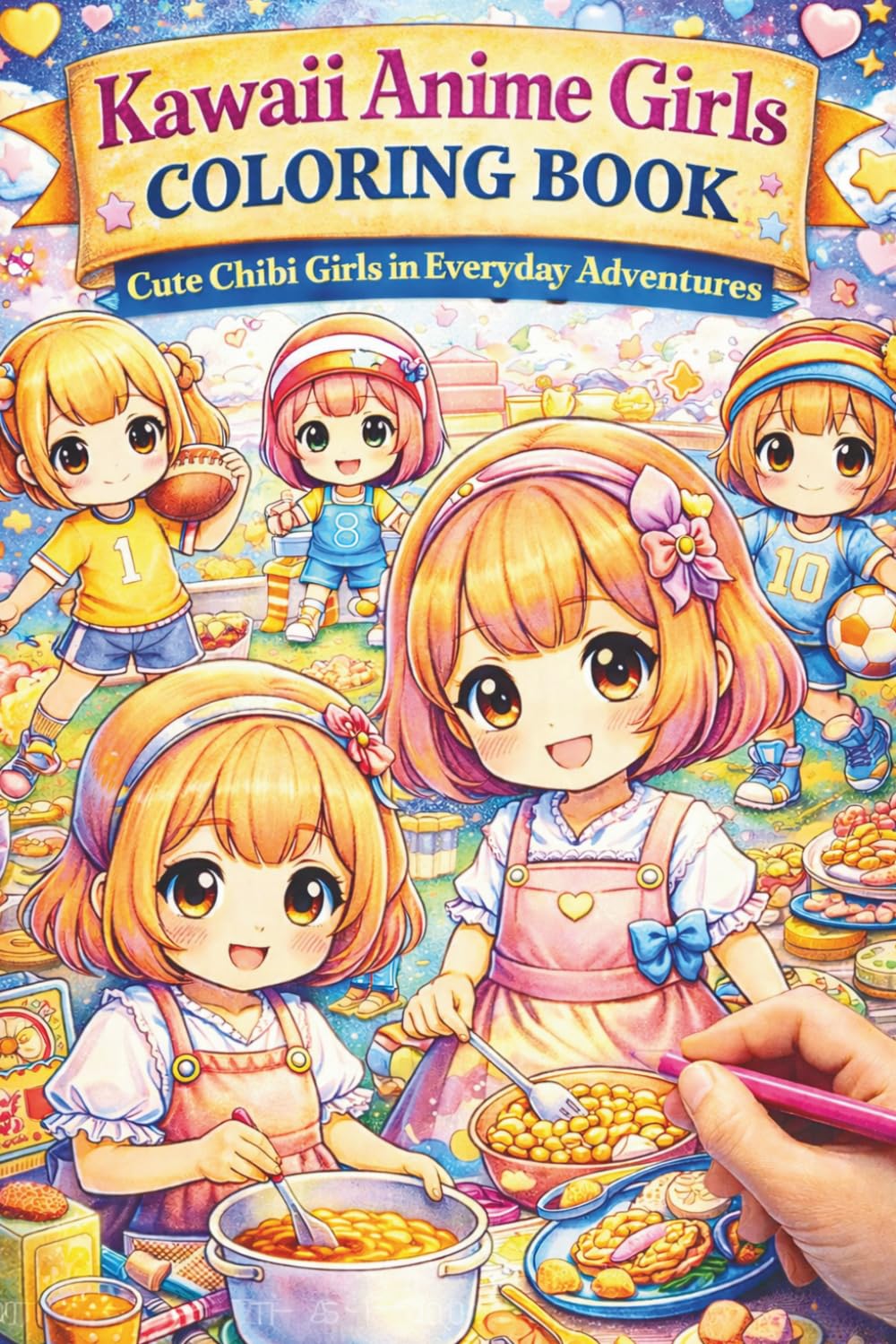 Kawaii Anime Girls Coloring Book – Cute Chibi Girls in Everyday Adventures | 75 Adorable Coloring Pages for Kids and Relaxation: A charming anime ... and enjoying daily life across 151 pages