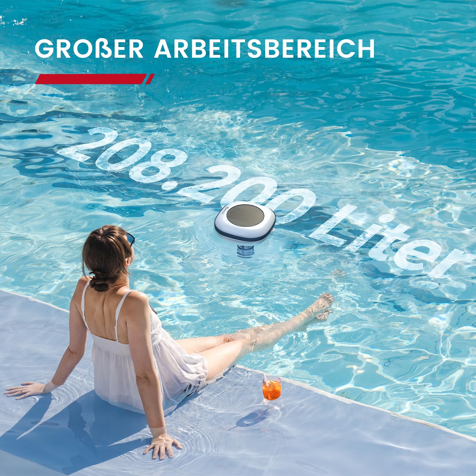 Enhulk Solar-Pool-Ionisator schwimmender Reiniger für Pools bis 170.000 Liter Aufstellpools Einbaupools Blau