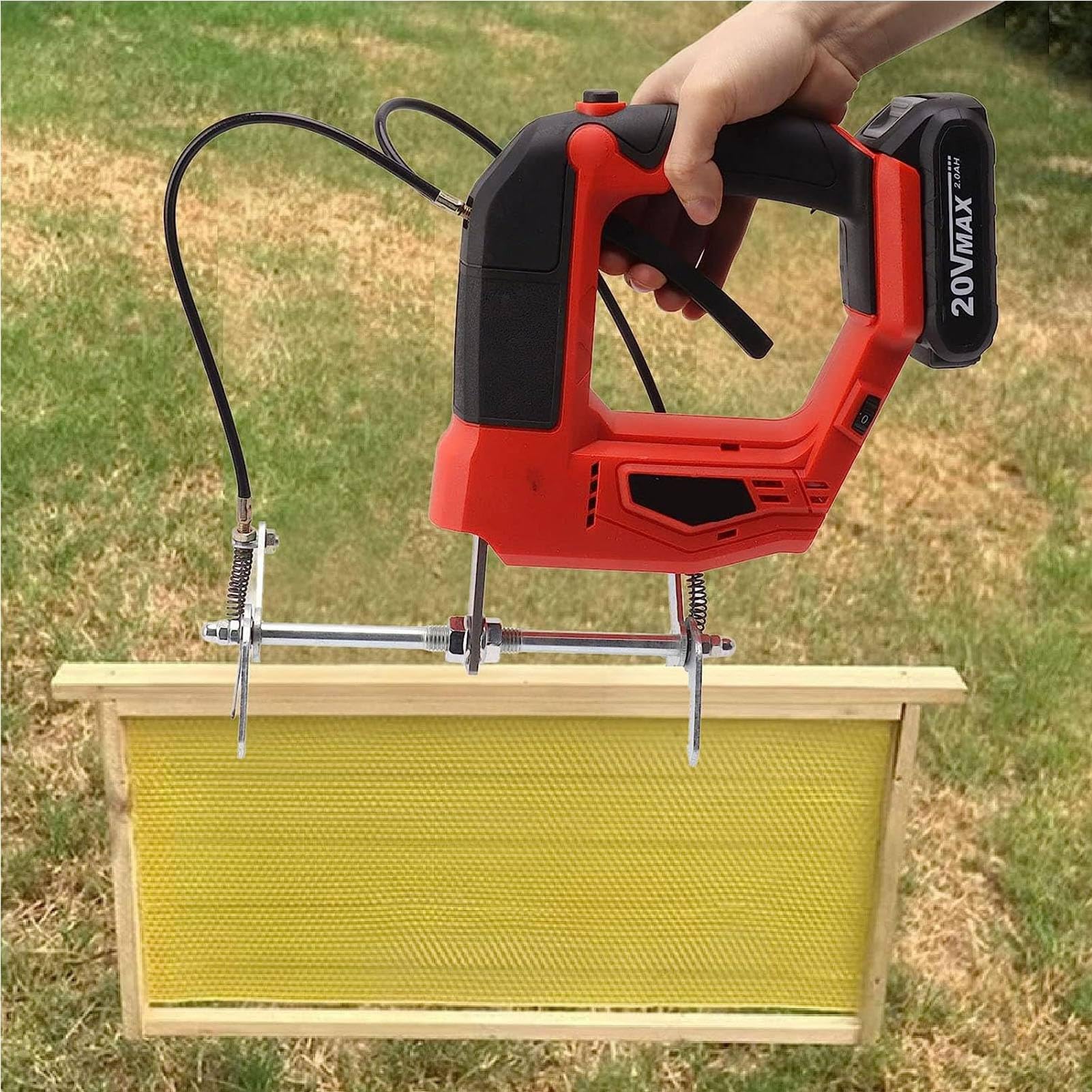 Bee Shaker - Máquina agitadora de marco de colmena inalámbrica de 150 W, removedor de abejas portátil recargable de 20 V con 2 baterías para apicultores, 2700 rpm, 4 velocidades