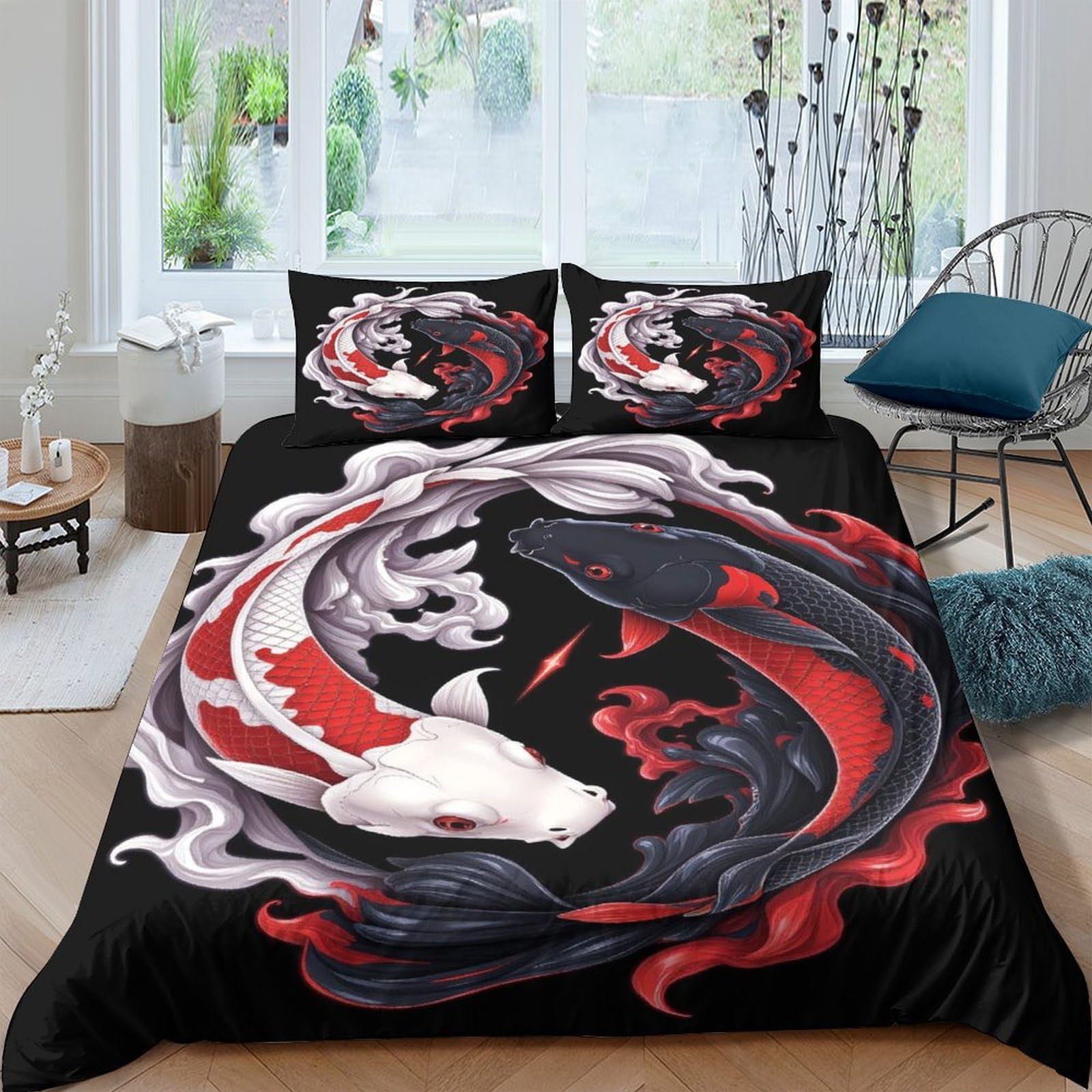 Ctjqhvkz Style-4 3D Printed Yin Yang Wolf Fitted Sheet Microfiber Soft Bed Cover For Adult Teen Bedroom Dorm Stylish Decor Mattress Protector Single（135X200cm）