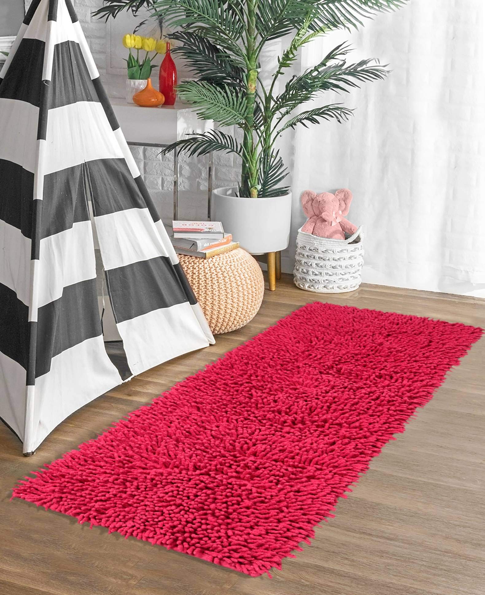 Saral Home Shaggy Soft Cotton Durable & Washable Multipurpose Runner for Home/Kitchen/Living Area/Lobby/Office with Anti Skid Backing (Dark Pink, 45 Cm X 120 Cm) (B07TK92J2Y) Amazon Price History, Amazon Price Tracker