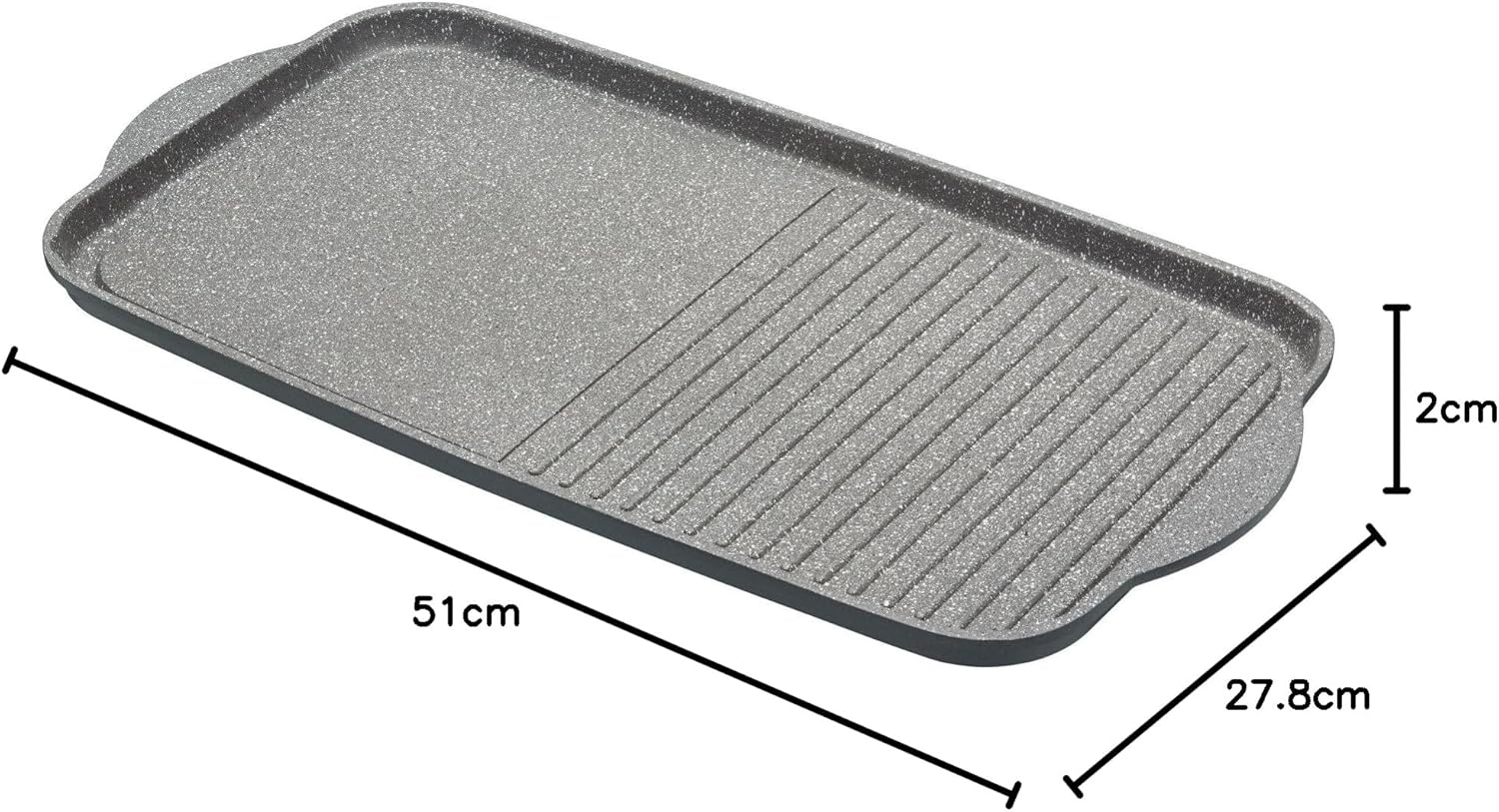 MasterClass Cast Aluminium Non-Stick Induction-Safe Griddle Plate, 51 x 27 cm (20" x 10.5"), Grey