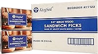 Vista 4 de KingSeal - Púas de sándwich de madera de abedul natural, 3000 unidades, palillos de aperitivos, palos de encerado de salón, 3.5 pulgadas de largo