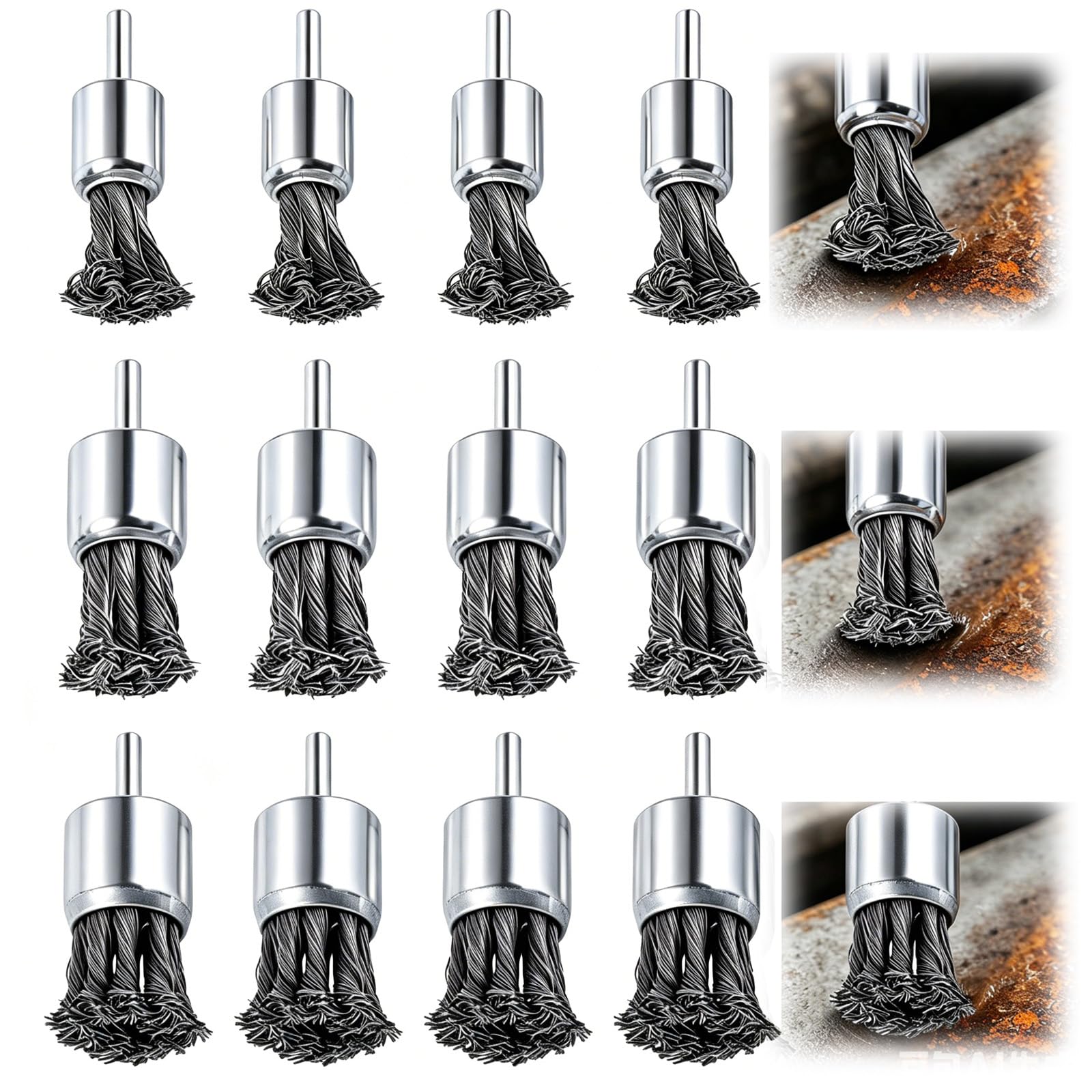 Set di 12 spazzole metalliche per trapano, avvitatore a batteria
