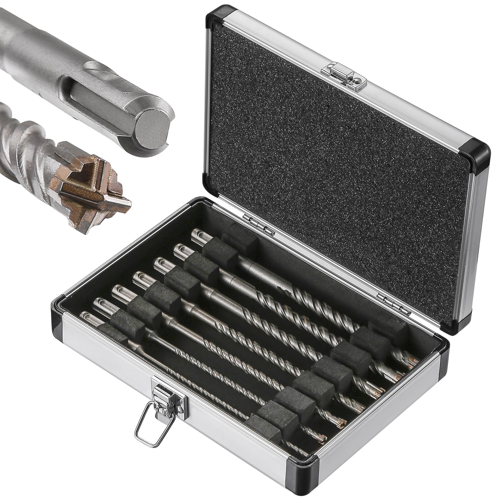 Wensilon Kit di punte da trapano per calcestruzzo da 20,3 cm, a croce, a doppia filettatura, in carburo, adatto per calcestruzzo, mattoni, muri di cemento, pietra, punte da trapano per calcestruzzo.
