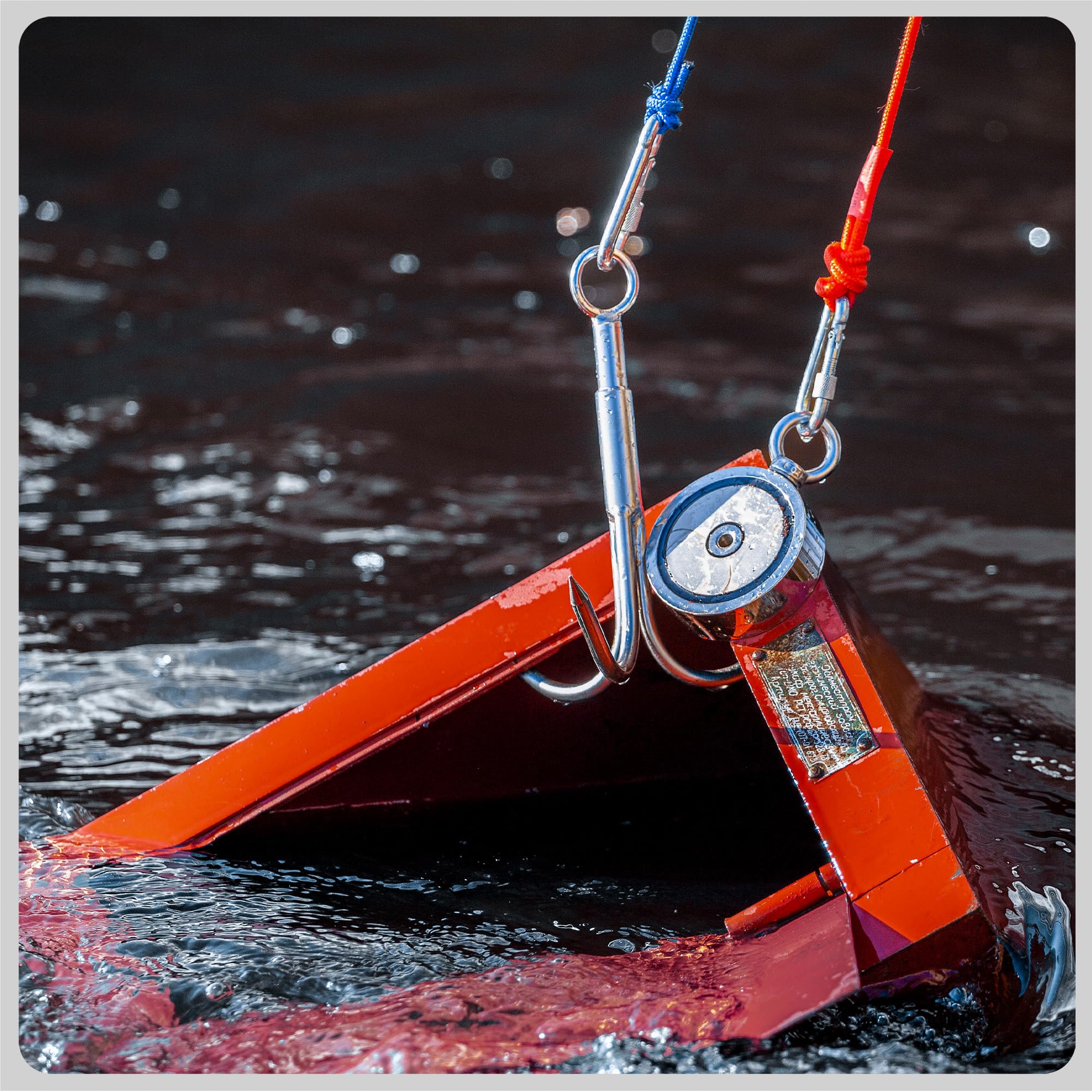 MAGFISHION Magnetfischen Mega Set - 700 KG (2 x 350KG) - Ø94mm - Neodym Magnet mit 2 Seilen, Greifhaken & Handschuhe - Magnet Fischen Angel - Ösenmagnet - Fishing Magnetangel - Magnetangeln Set