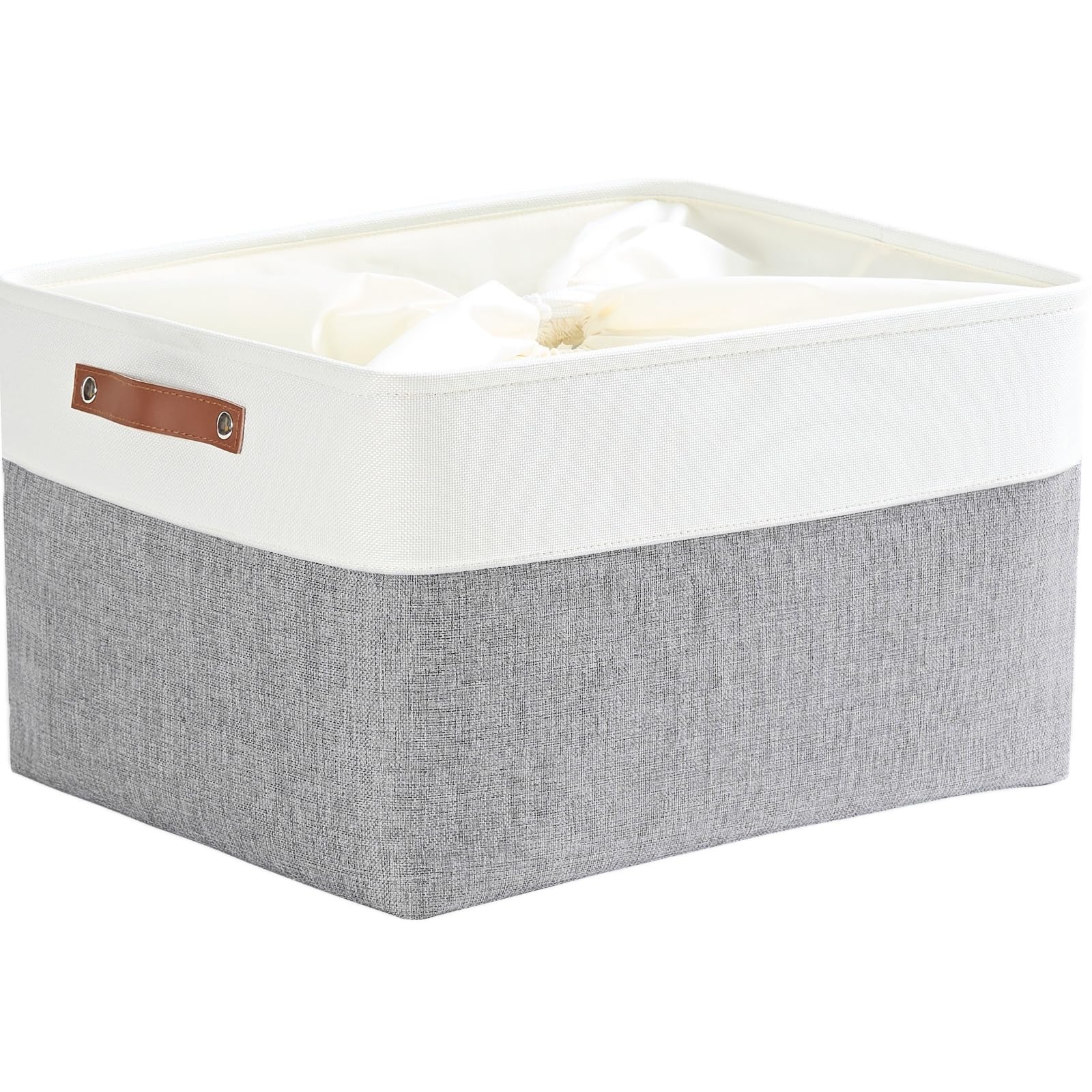 Mangata Extra Large Storage Baskets,Fabric Organizer for Clothes Book Baby Toy(XL, Grey/white)