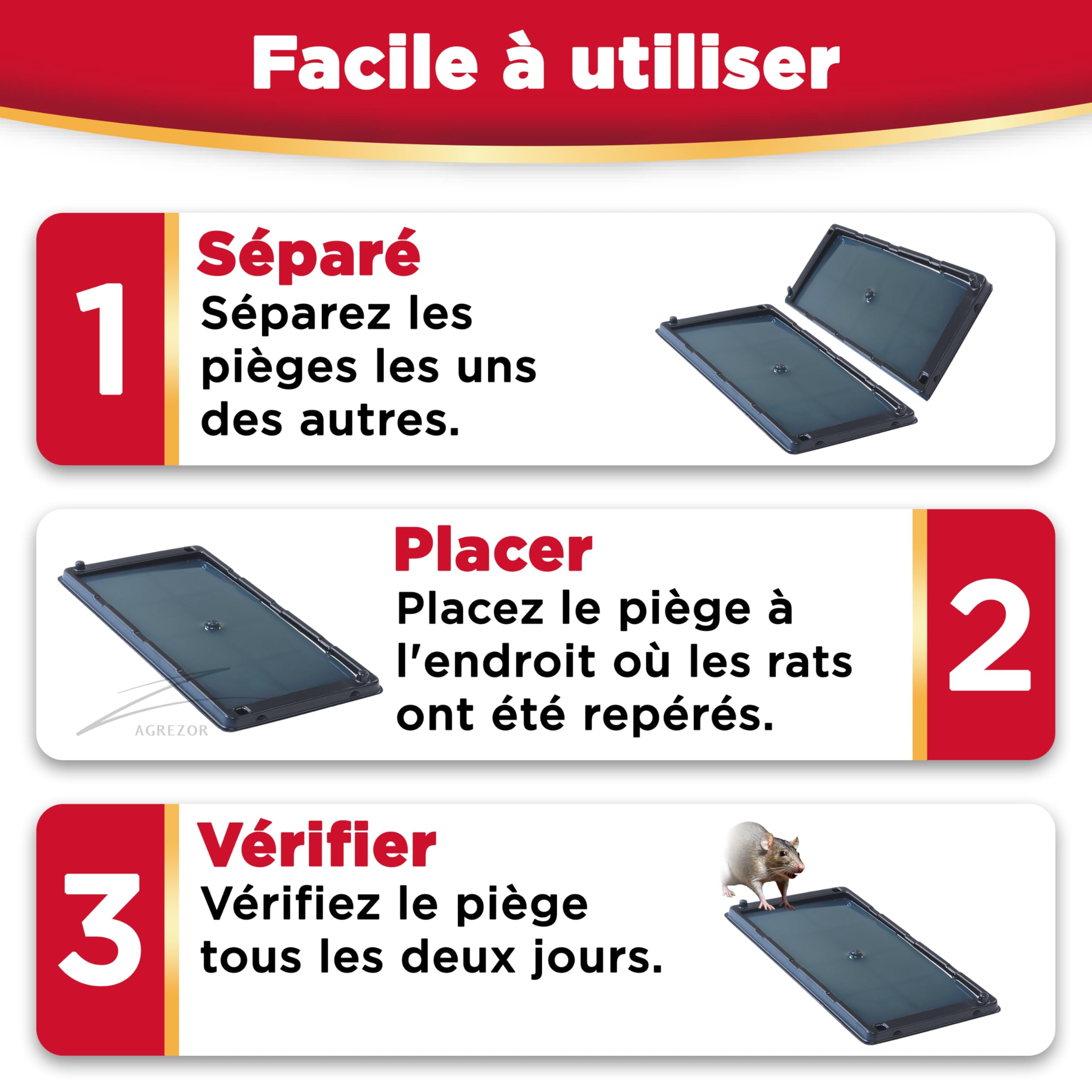 Catchmaster 4X Piège à Rat Collante - Piège à Souris et Rats - Anti Souris Efficace - Plaque Collante Efficace et Professionnel